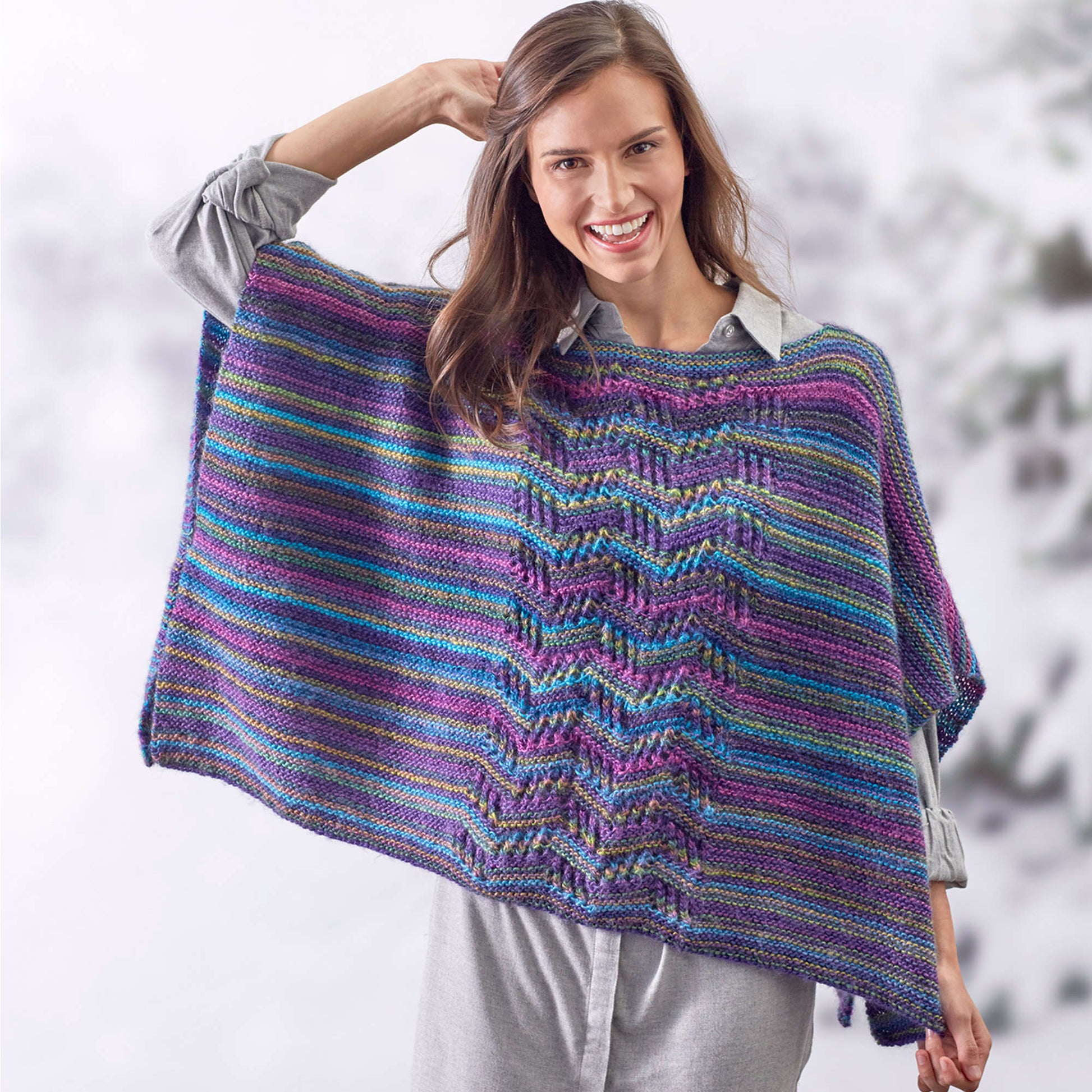 Free Red Heart Lace Panel Knit Poncho Pattern