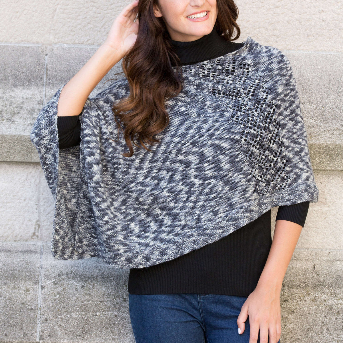 Knit Poncho made in Red Heart Heart & Sole Yarn