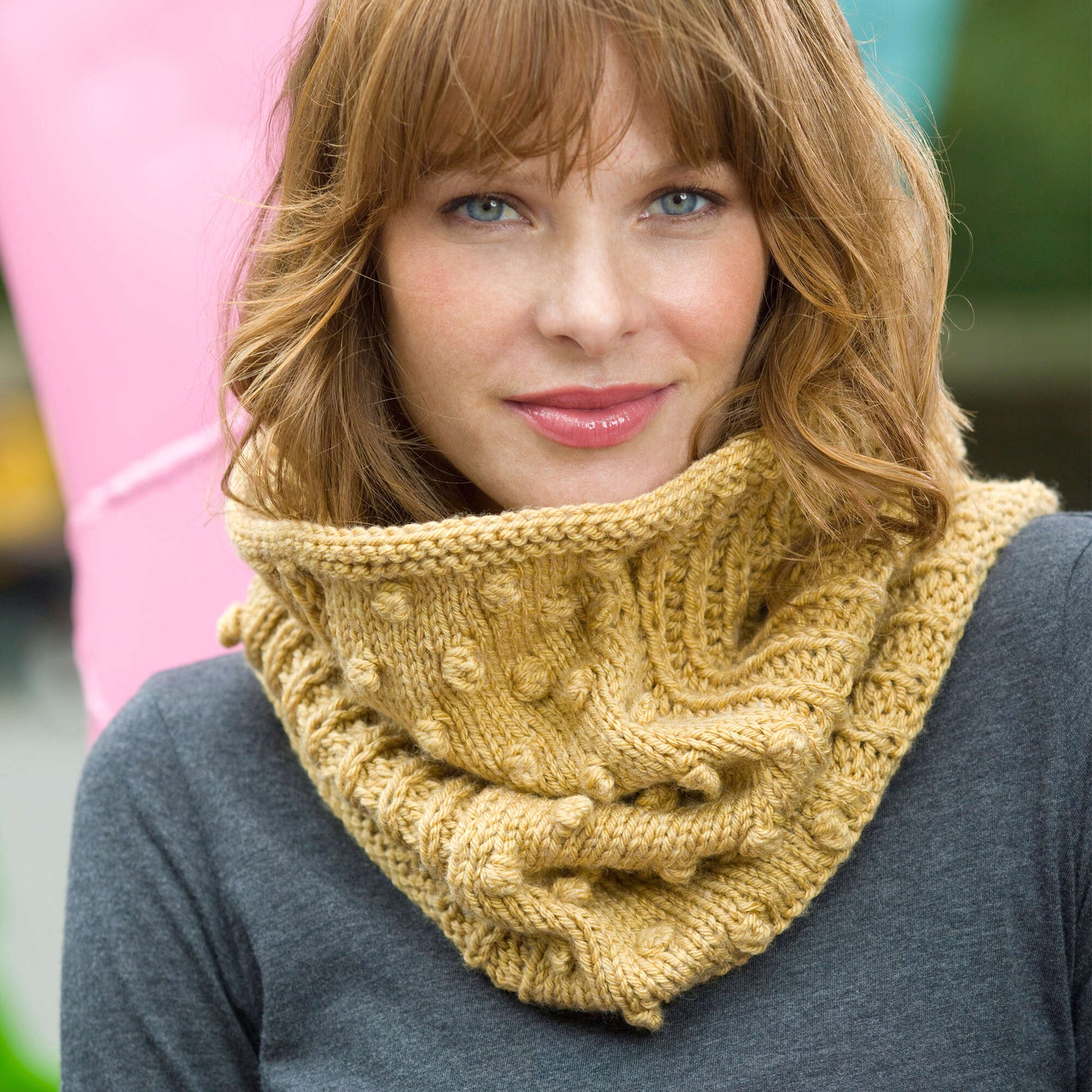 Free Red Heart Bobbled Knit Cowl Pattern
