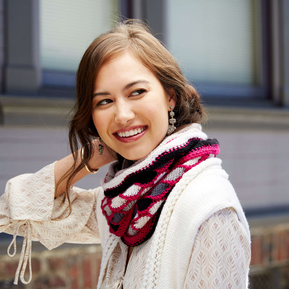 Knit Cowl made in Red Heart Chic Sheep Yarn