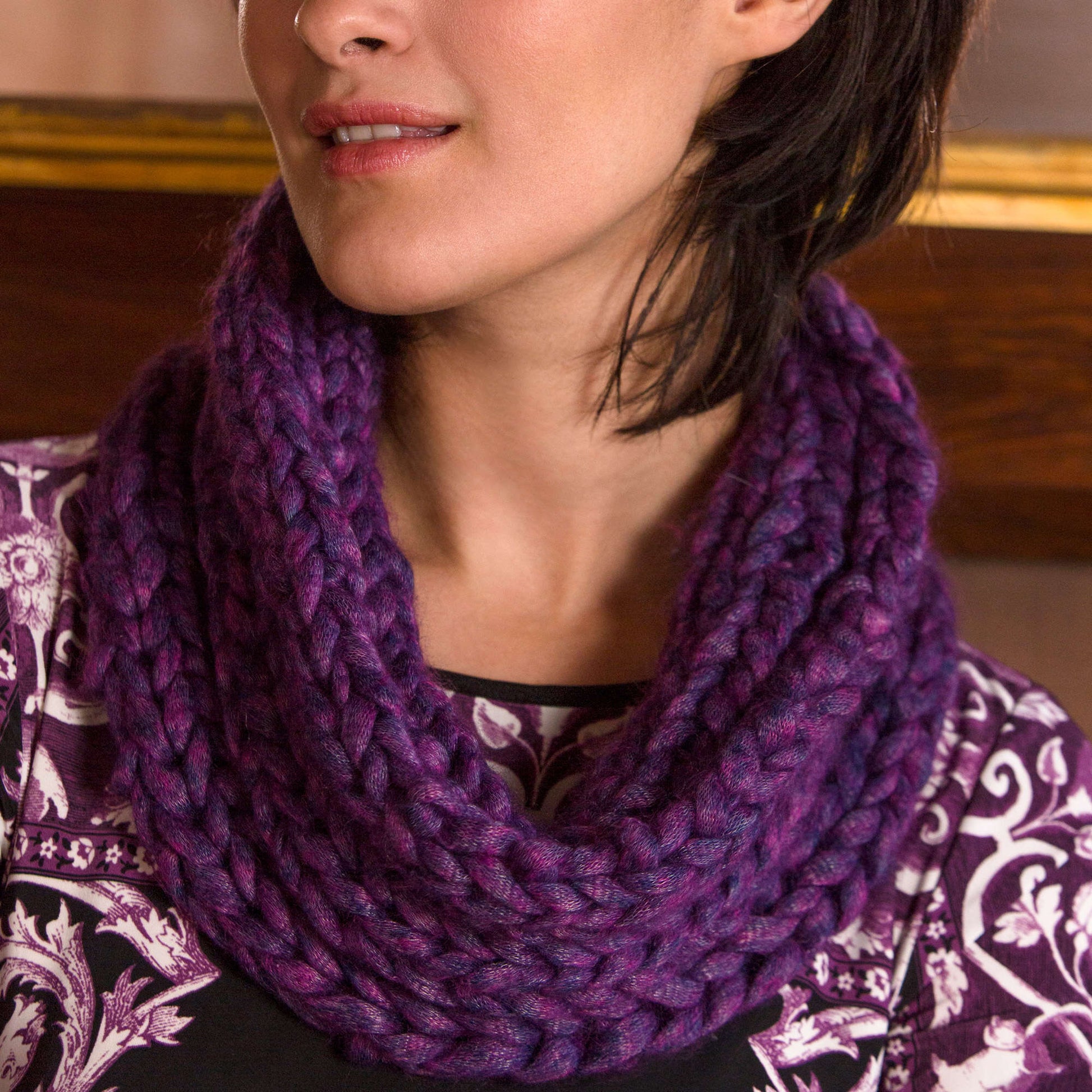 Free Red Heart Purple Passion Cowl Knit Pattern
