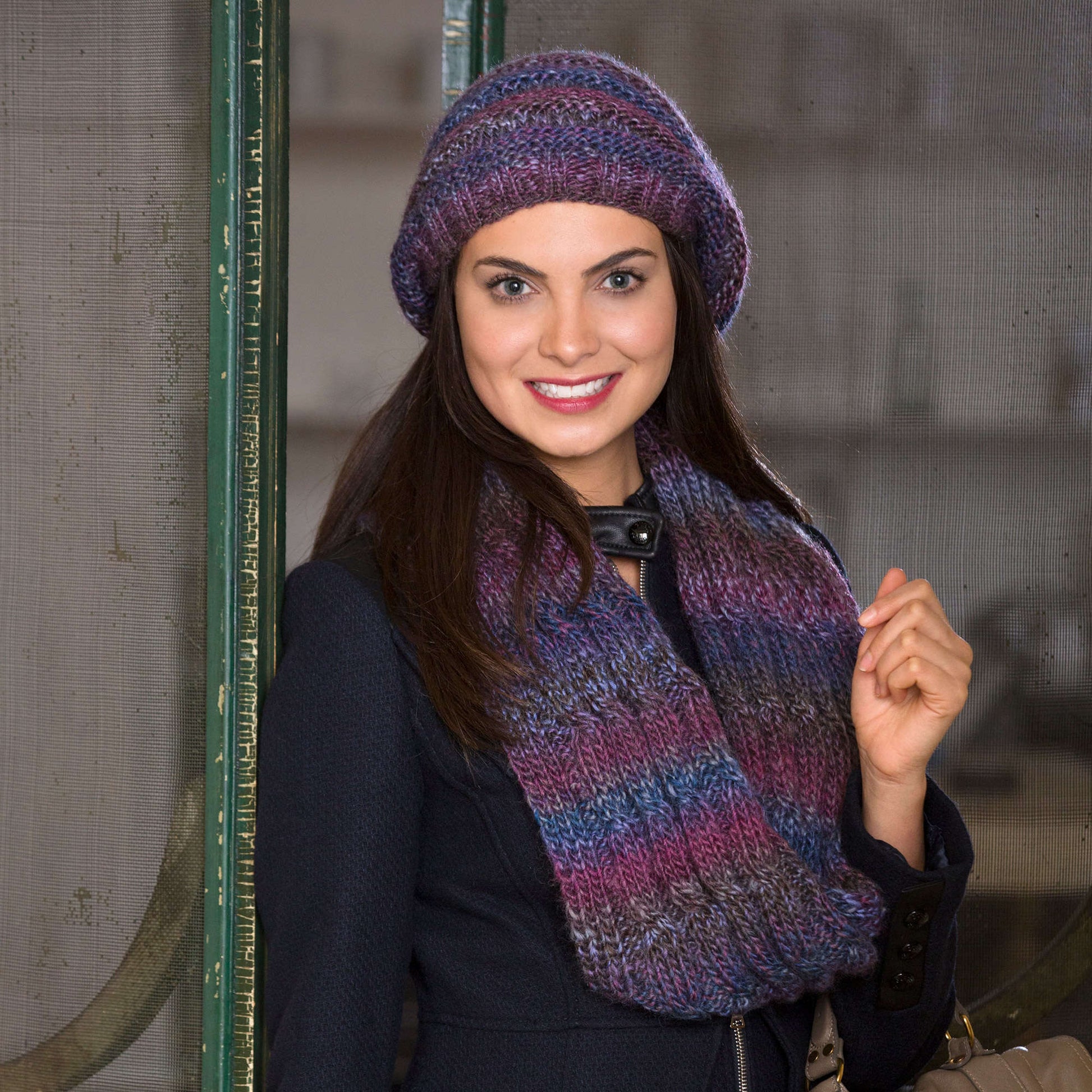 Free Red Heart Knit Slouchy Hat & Reversible Cable Cowl Pattern