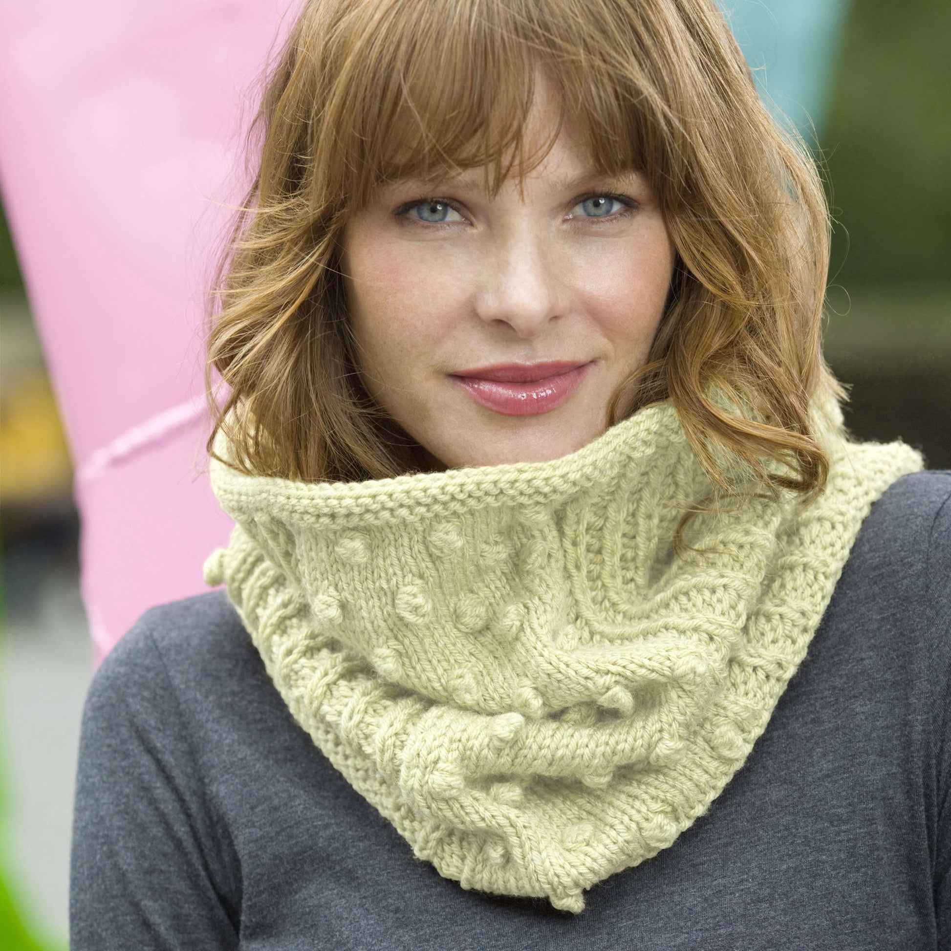 Free Red Heart Bobbled Cowl Knit Pattern