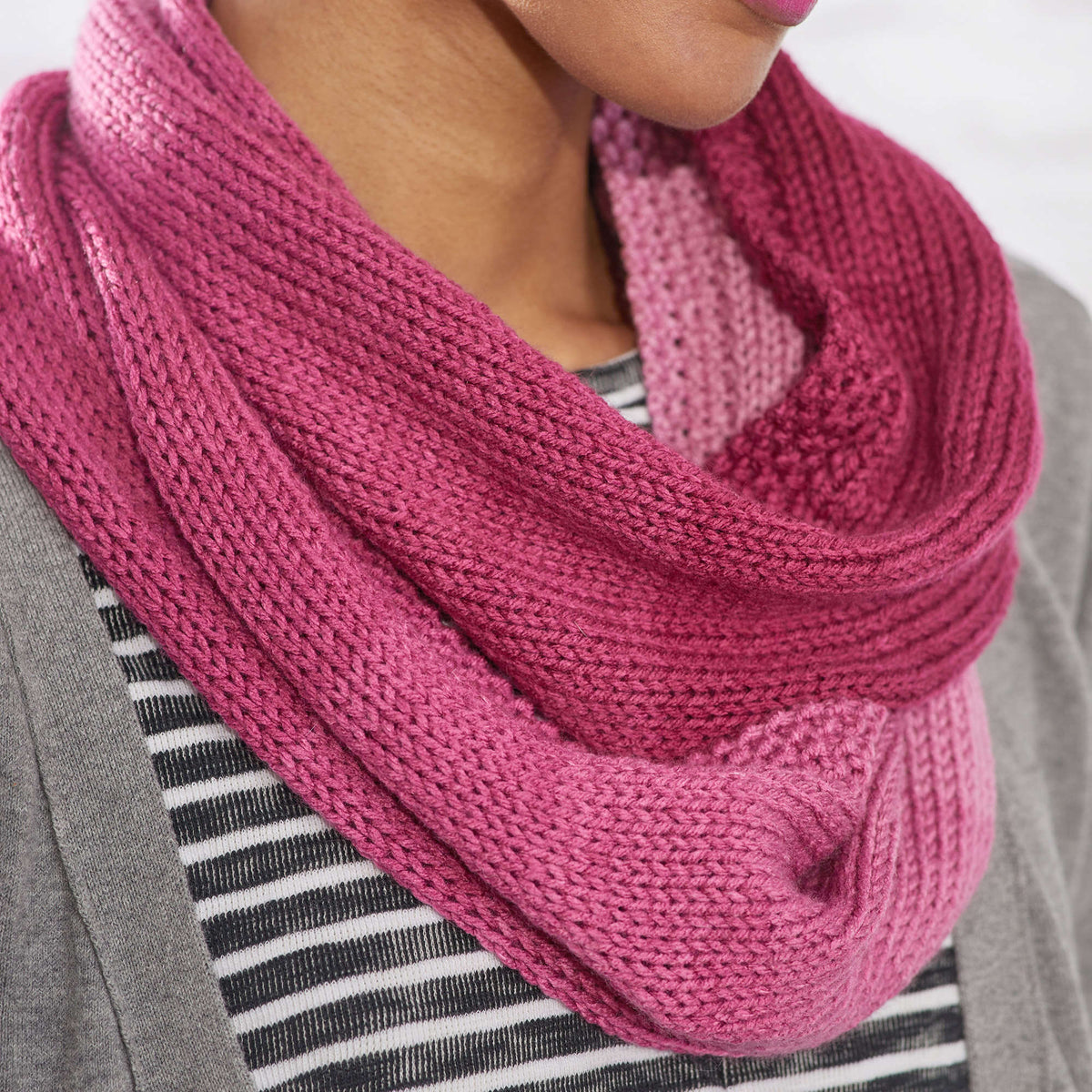 Knit Cowl made in Red Heart Super Saver Ombre Yarn