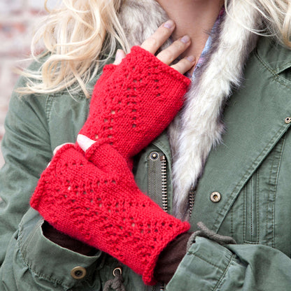 Red Heart Knit Strolling Mitts Knit Mitts made in Red Heart Washable Ewe Yarn