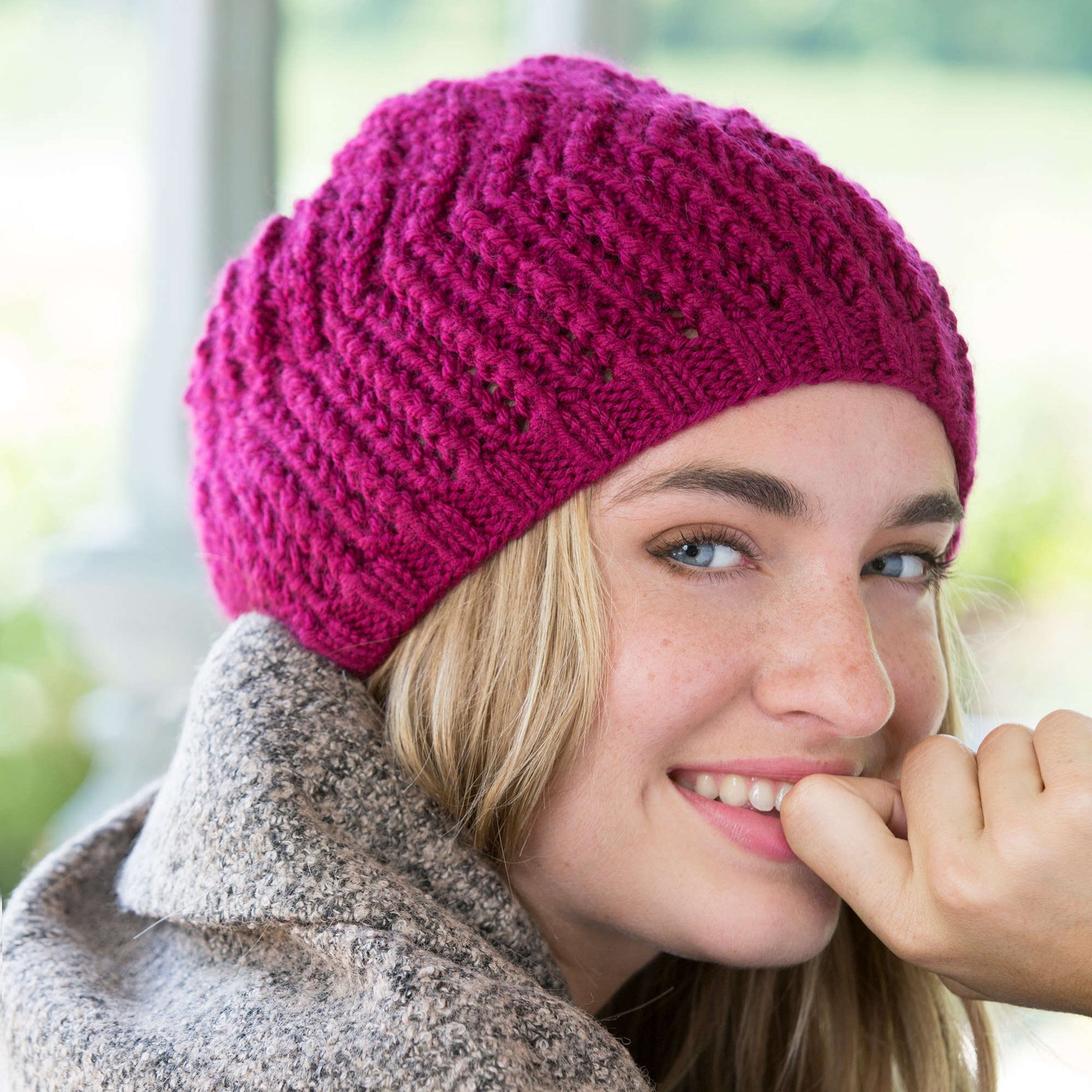 Free Red Heart Any Day Beret Knit Pattern