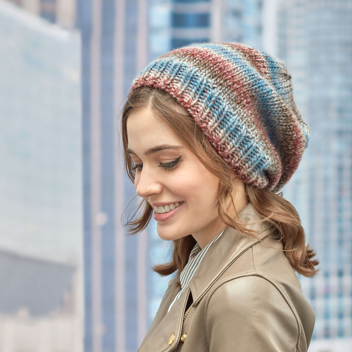 Knit Hat made in Red Heart Colorscape Yarn