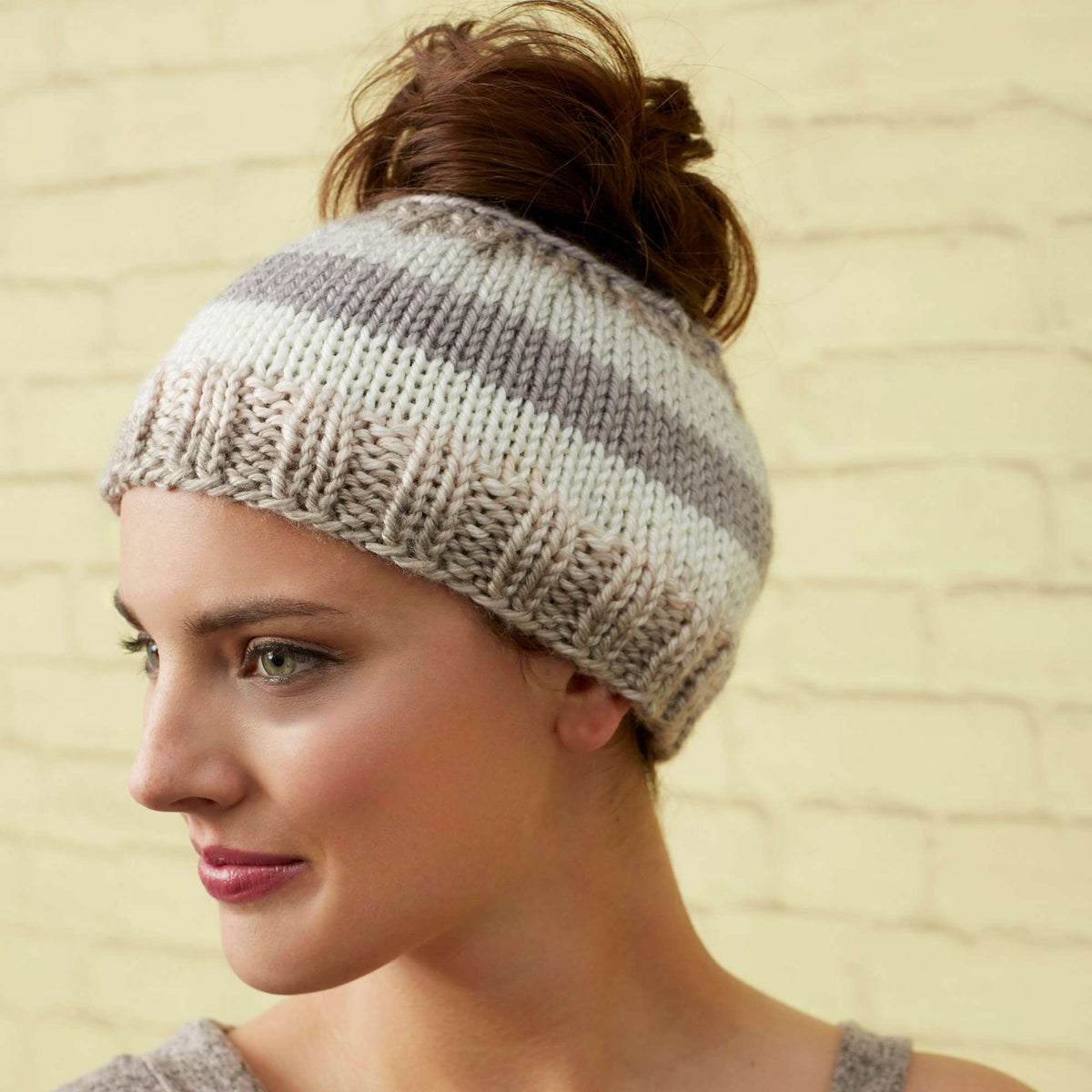 Knit Hat made in Red Heart Soft Essentials Stripes Yarn