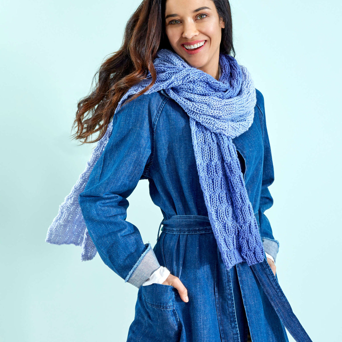 Knit Scarf made in Red Heart Super Saver Ombre Yarn