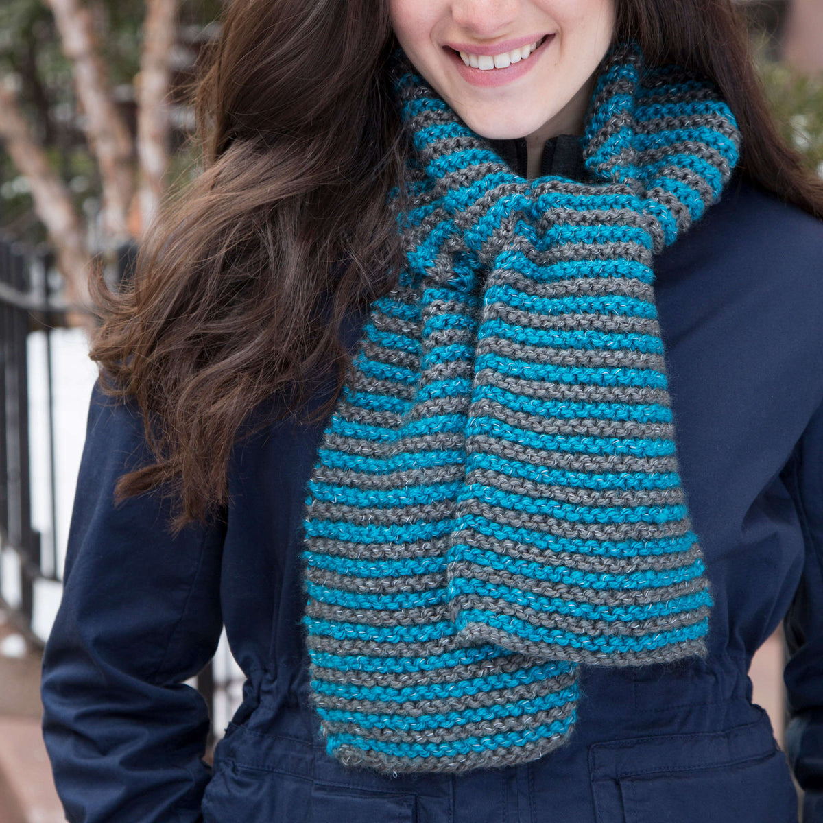 Knit Scarf made in Red Heart Reflective Yarn