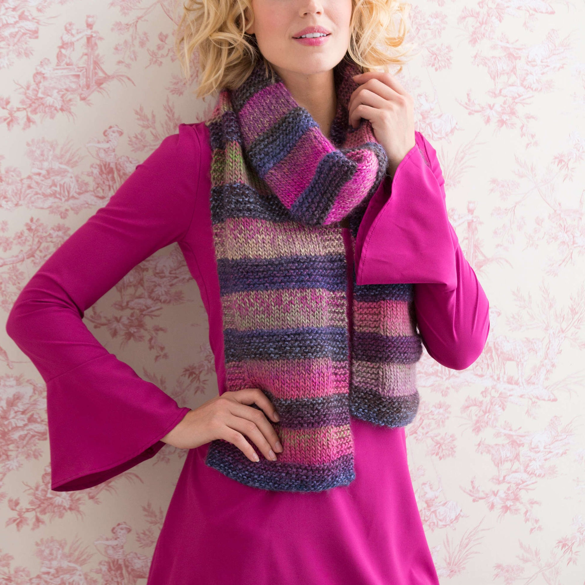 Free Red Heart Striped Shaded Scarf Knit Pattern