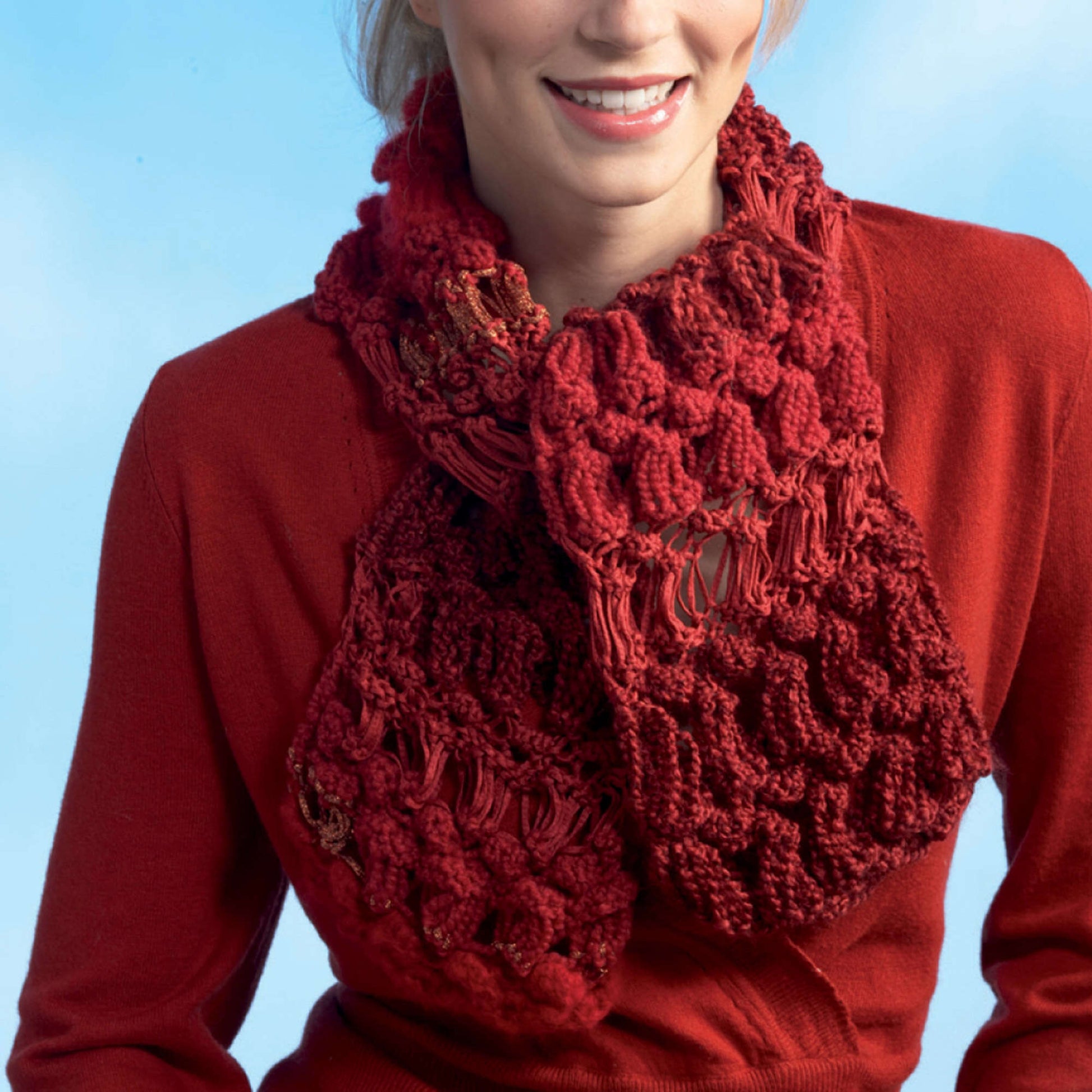 Free Red Heart Changing Textures Scarf Knit Pattern
