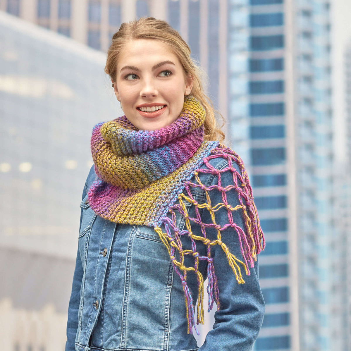 Knit Scarf made in Red Heart Colorscape Yarn