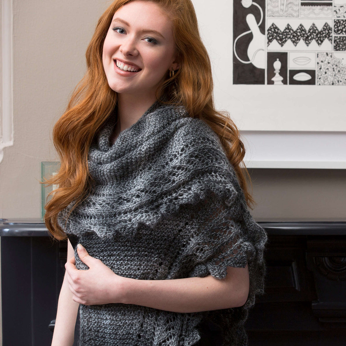 Knit Shawl made in Red Heart Boutique Yarn