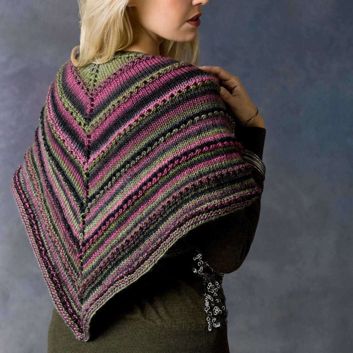 Knit Shawl made in Red Heart Boutique Yarn