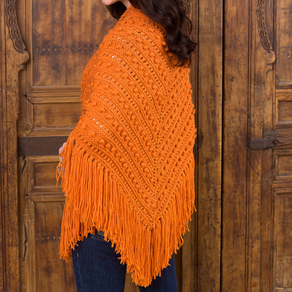 Knit Shawl made in Red Heart Super Saver Yarn