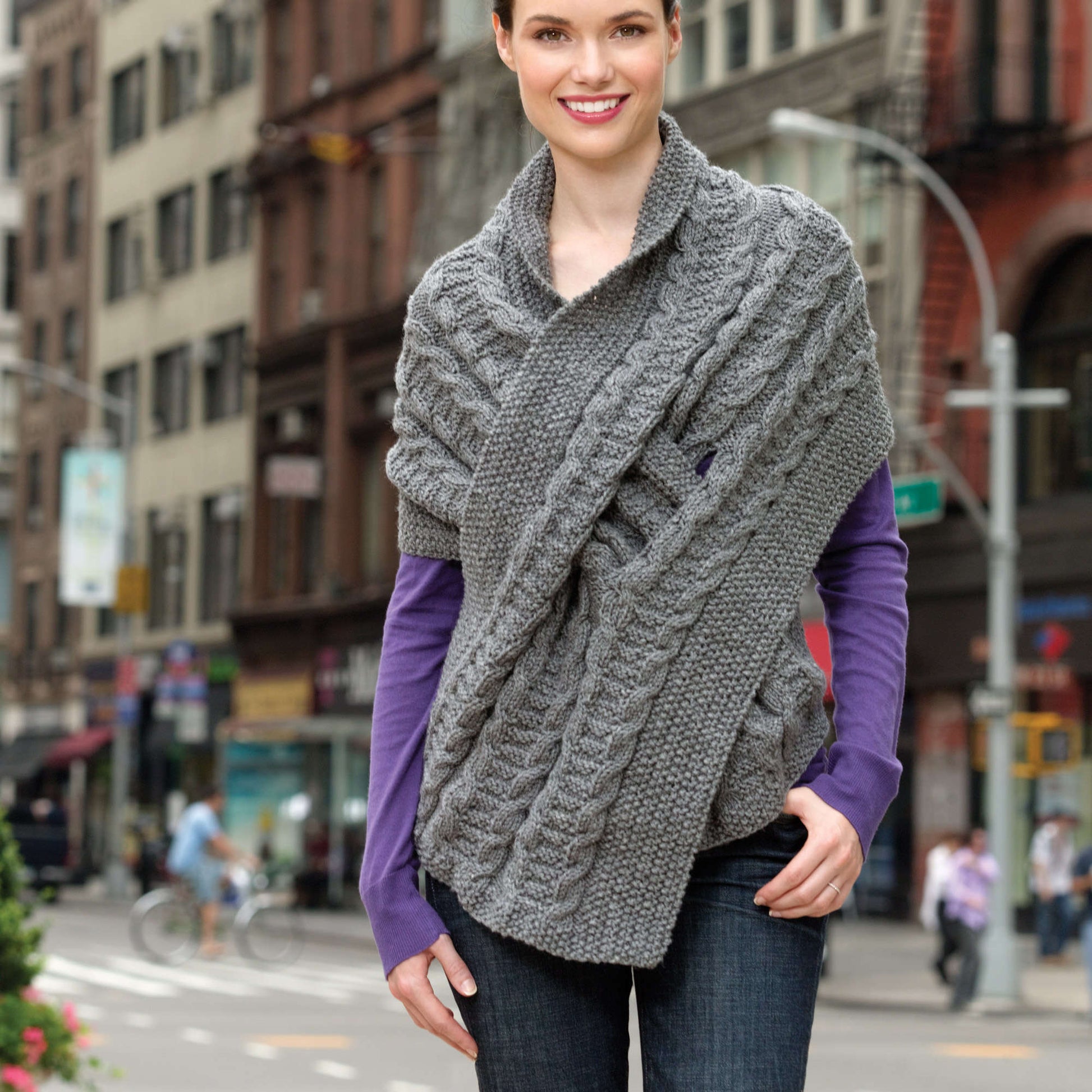 Free Red Heart Pull-Through Wrap Knit Pattern