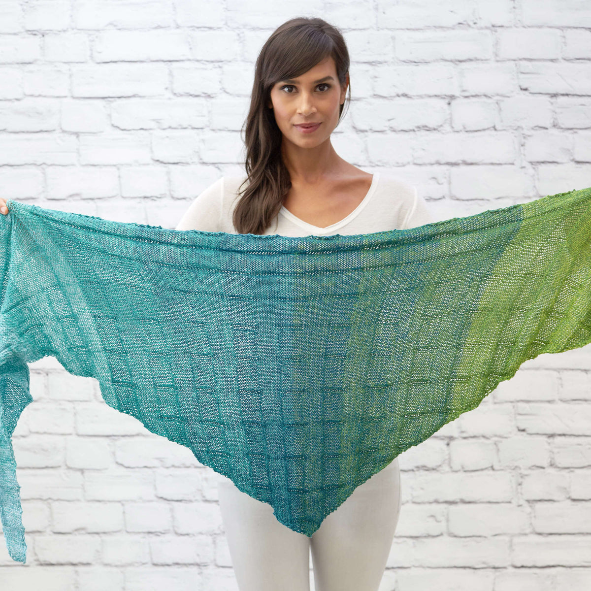 Knit Shawl made in Red Heart It's a Wrap Rainbow Yarn