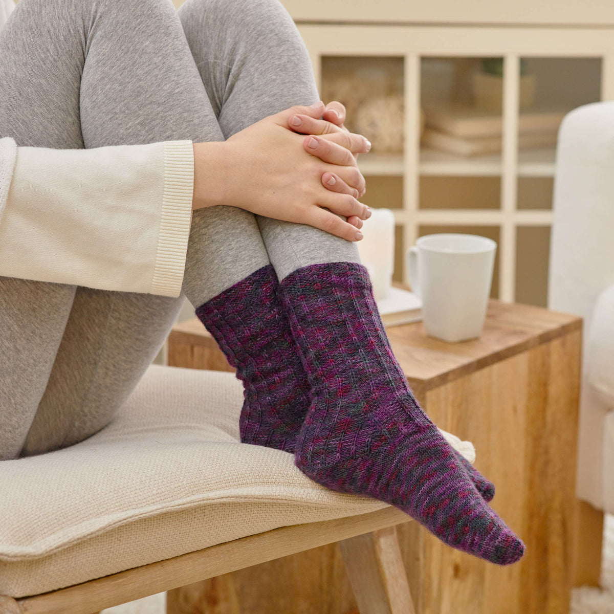 Knit Socks made in Red Heart Heart & Sole Yarn