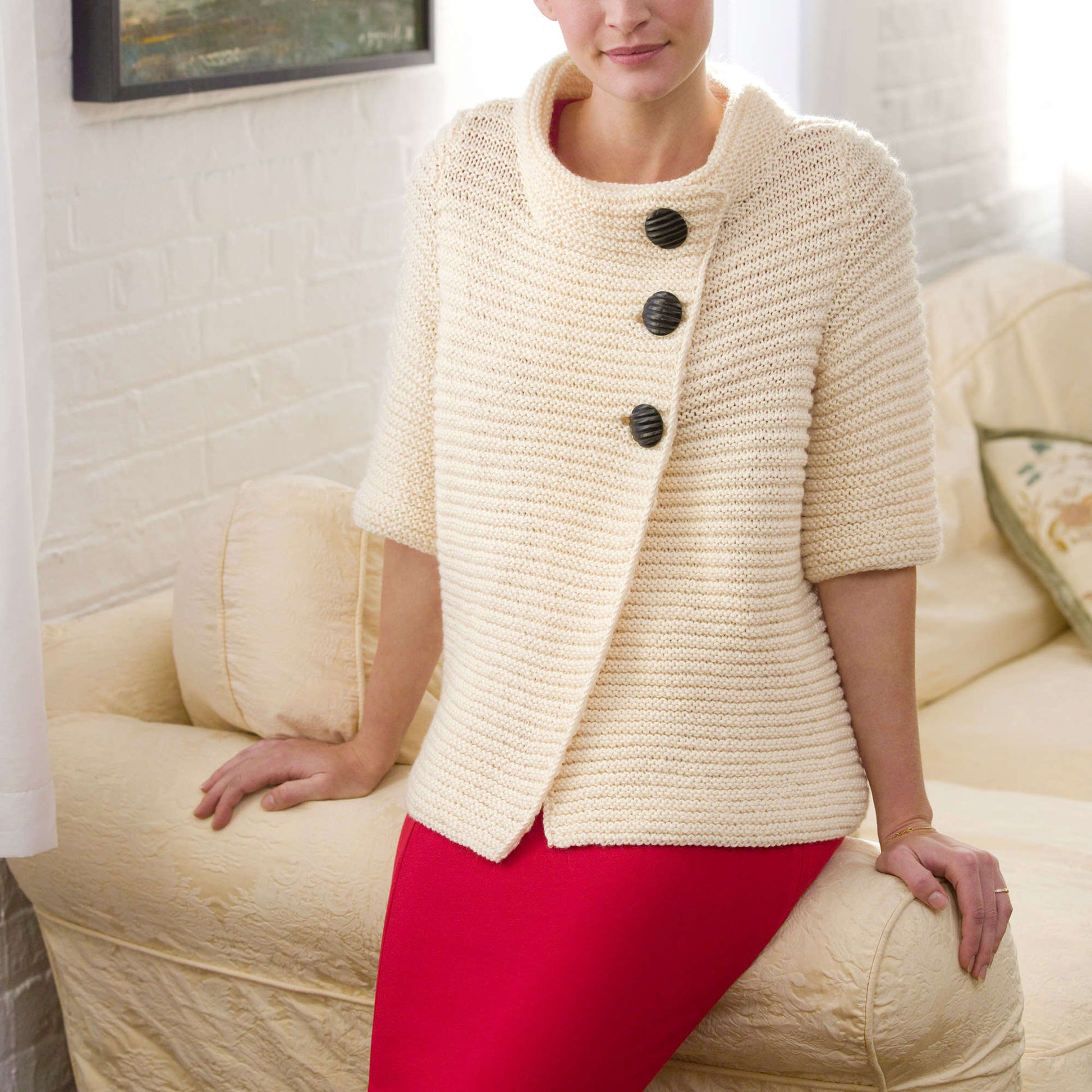 Free Red Heart Knit Ribbed Cardigan Pattern
