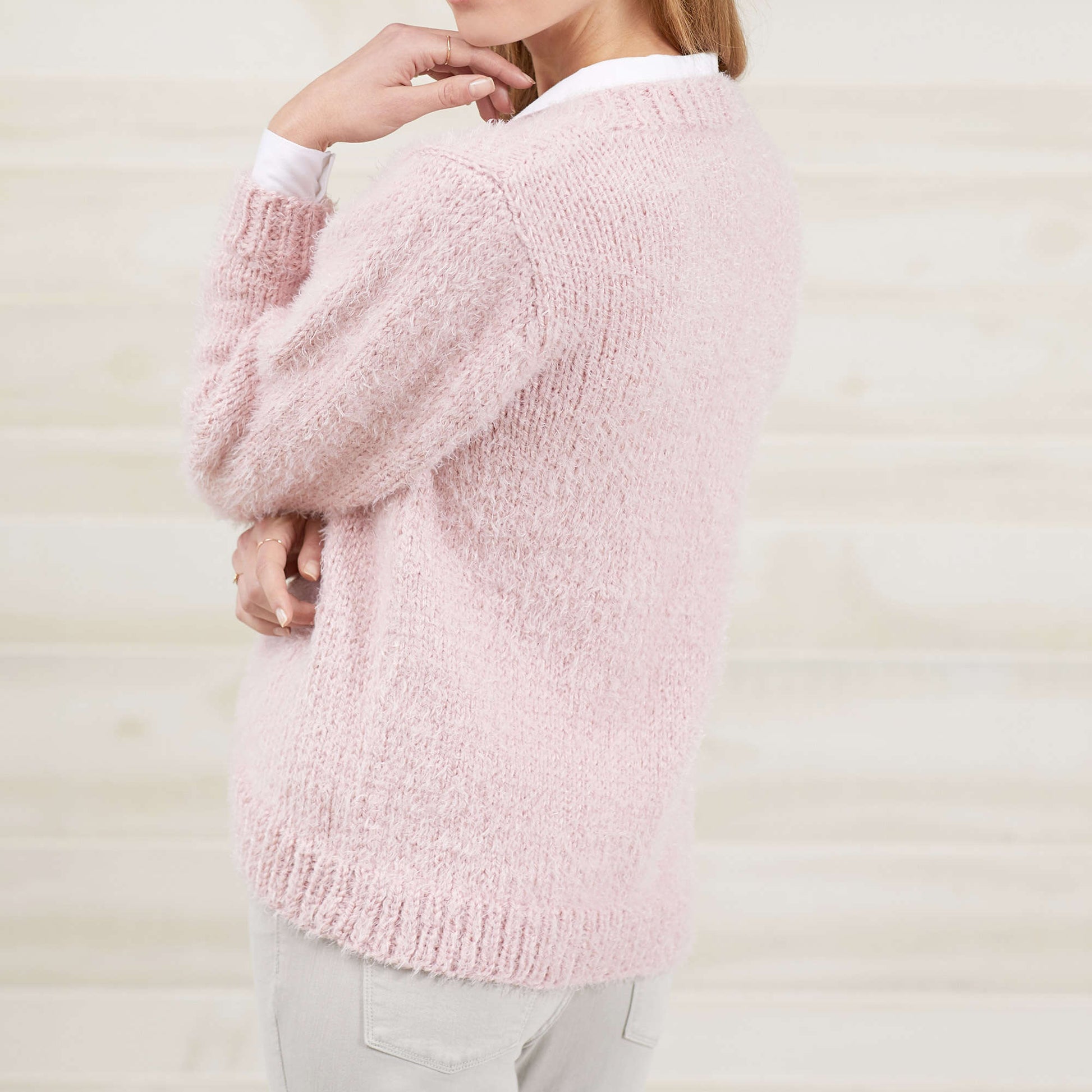Free Red Heart No-Button Cozy Knit Cardigan Pattern