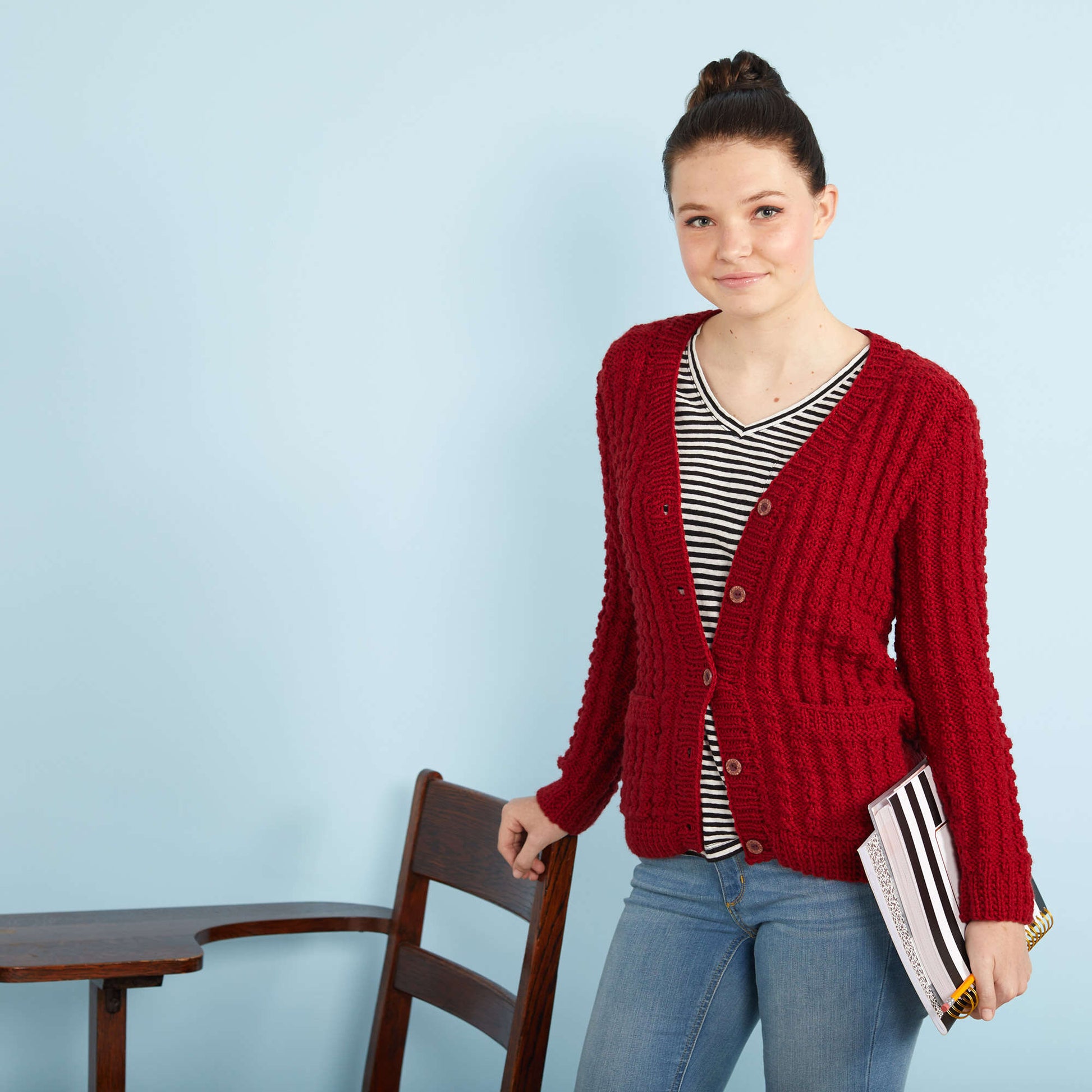 Free Red Heart Chillin' Out Knit Cardigan Pattern