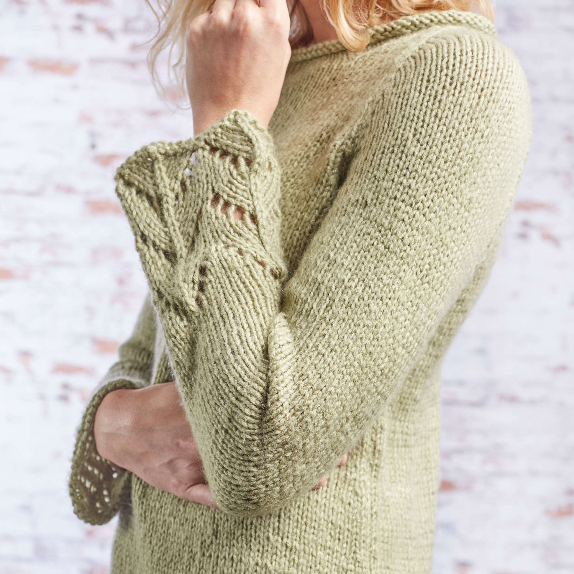 Free Red Heart Fluted Lace Pullover Knit Pattern