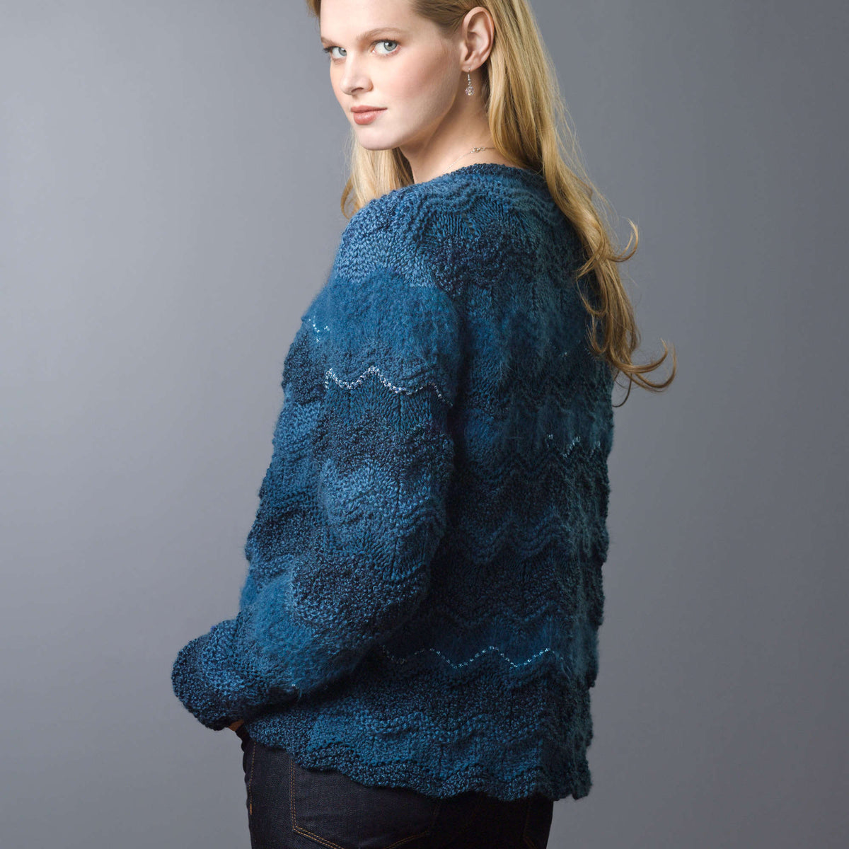 Knit Cardigan made in Red Heart Boutique Yarn