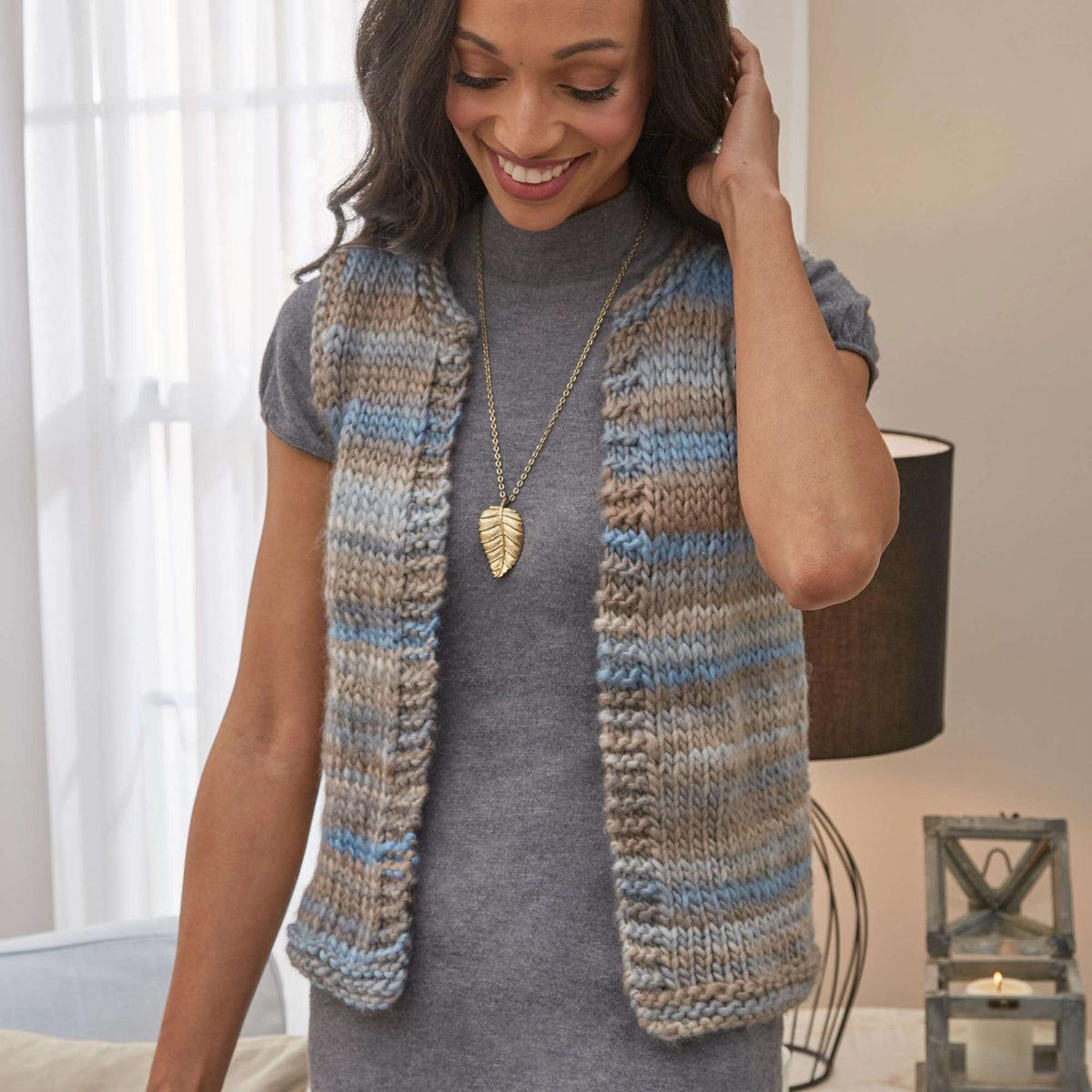 Knit Vest made in Red Heart Evermore Yarn