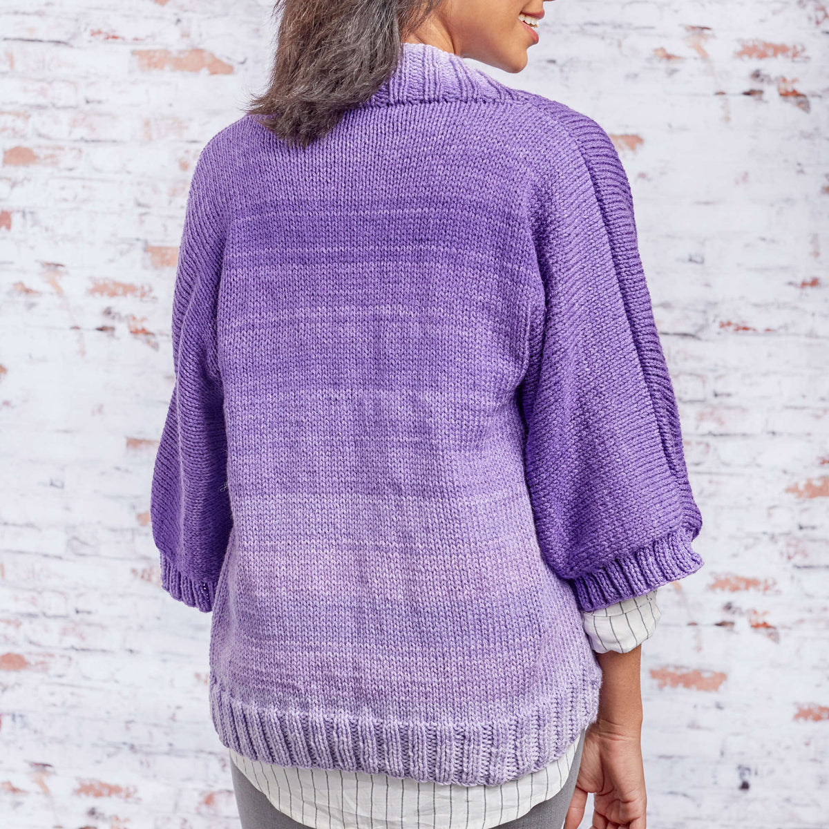 Knit Jacket made in Red Heart Super Saver Ombre Yarn