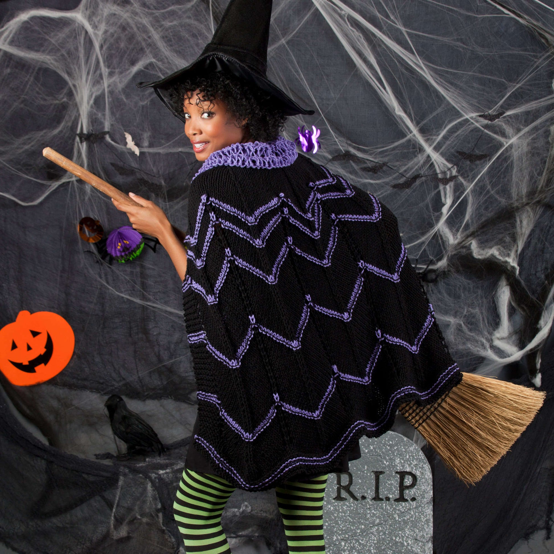 Free Red Heart Gothic Witch Cape Knit Pattern