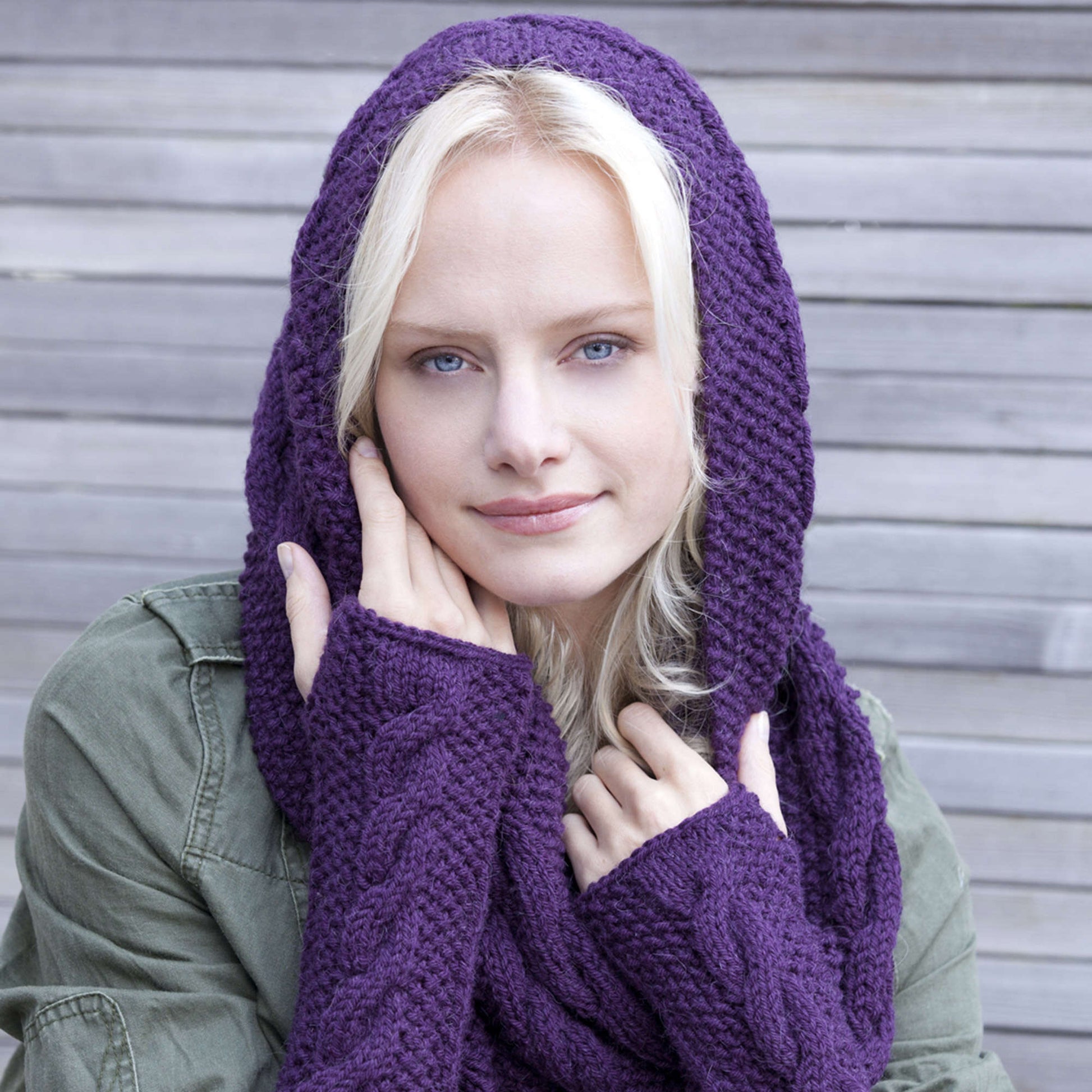 Free Red Heart Infinity Trinity Cowl And Wristers Knit Pattern
