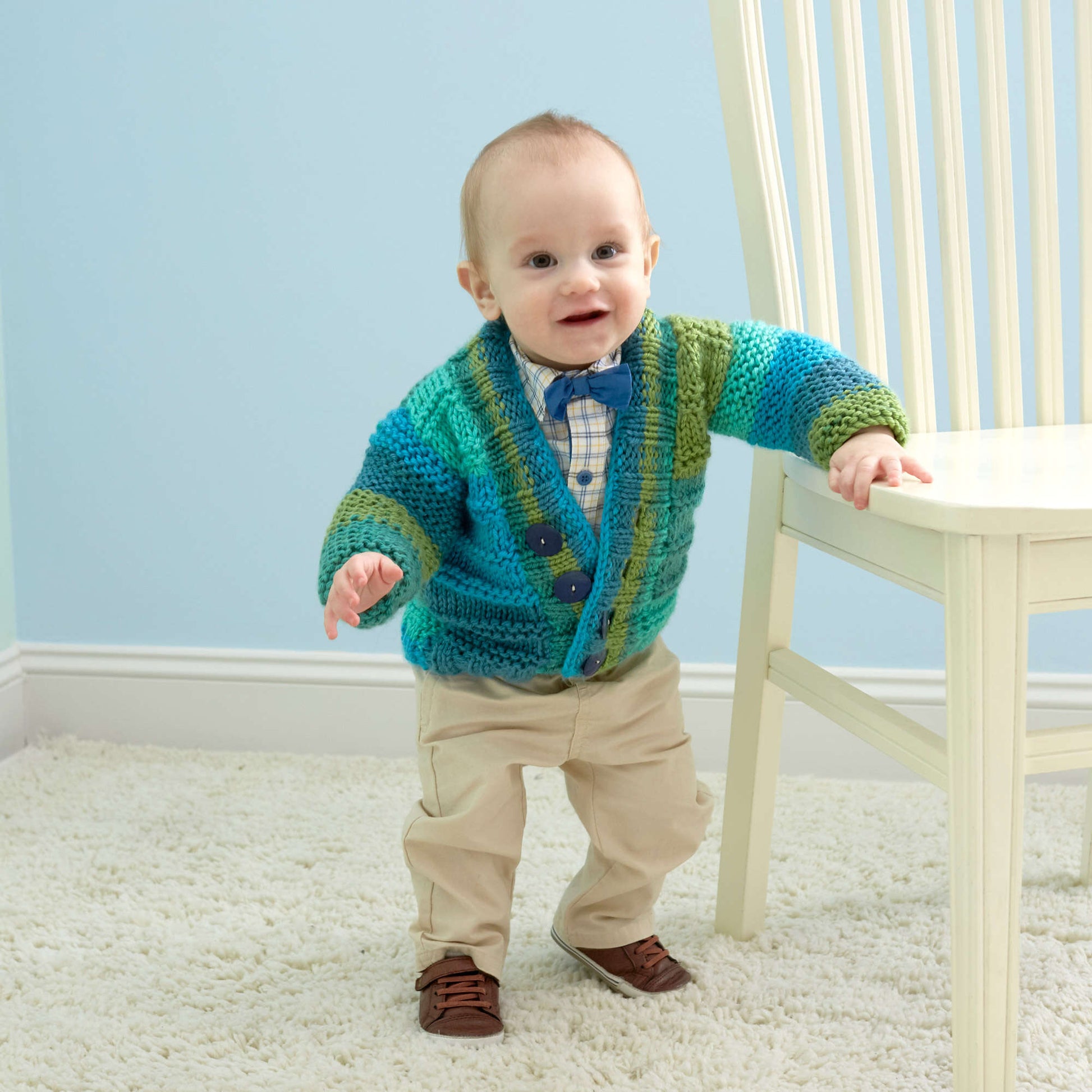 Free Red Heart Soft Essentials Knit Baby Cardigan Pattern
