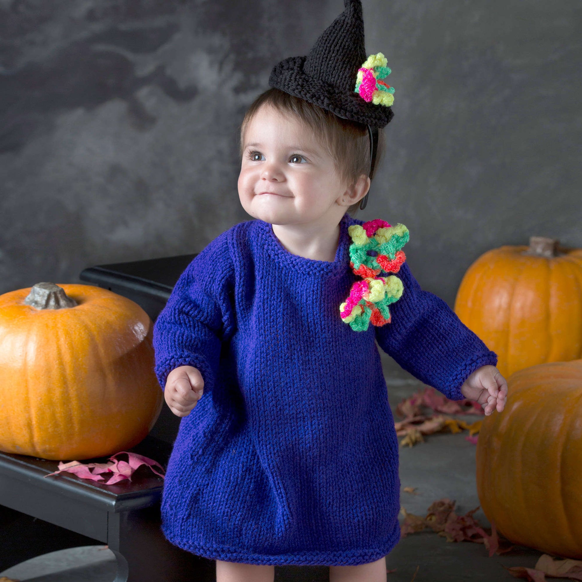 Free Red Heart Baby Witch Dress & Hat Pattern
