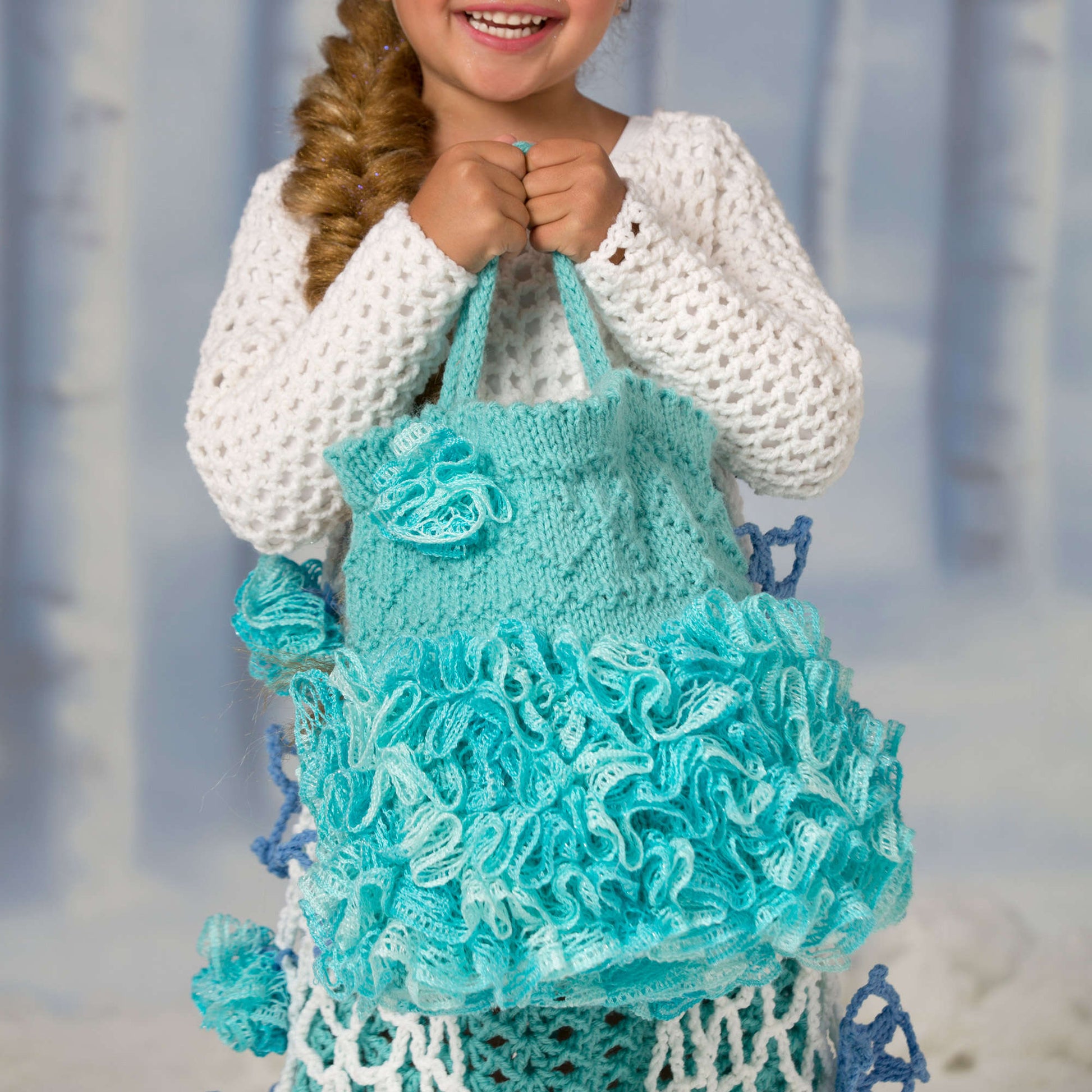 Free Red Heart Snow Princess Trick Or Treat Bag Knit Pattern