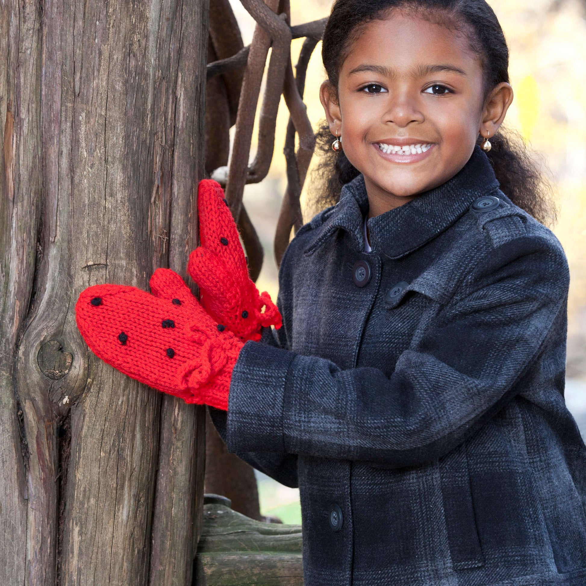 Free Red Heart Strawberry Mittens Knit Pattern