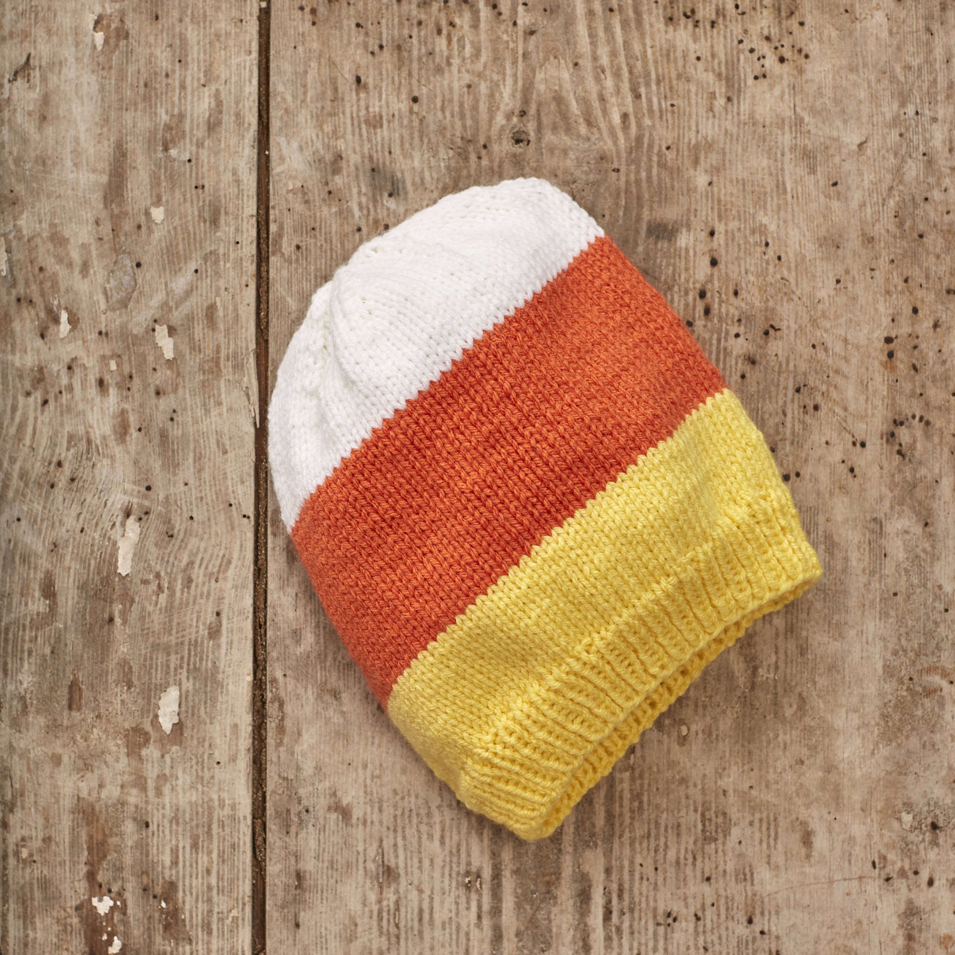 Free Red Heart Candy Corn Slouchy Hat Pattern