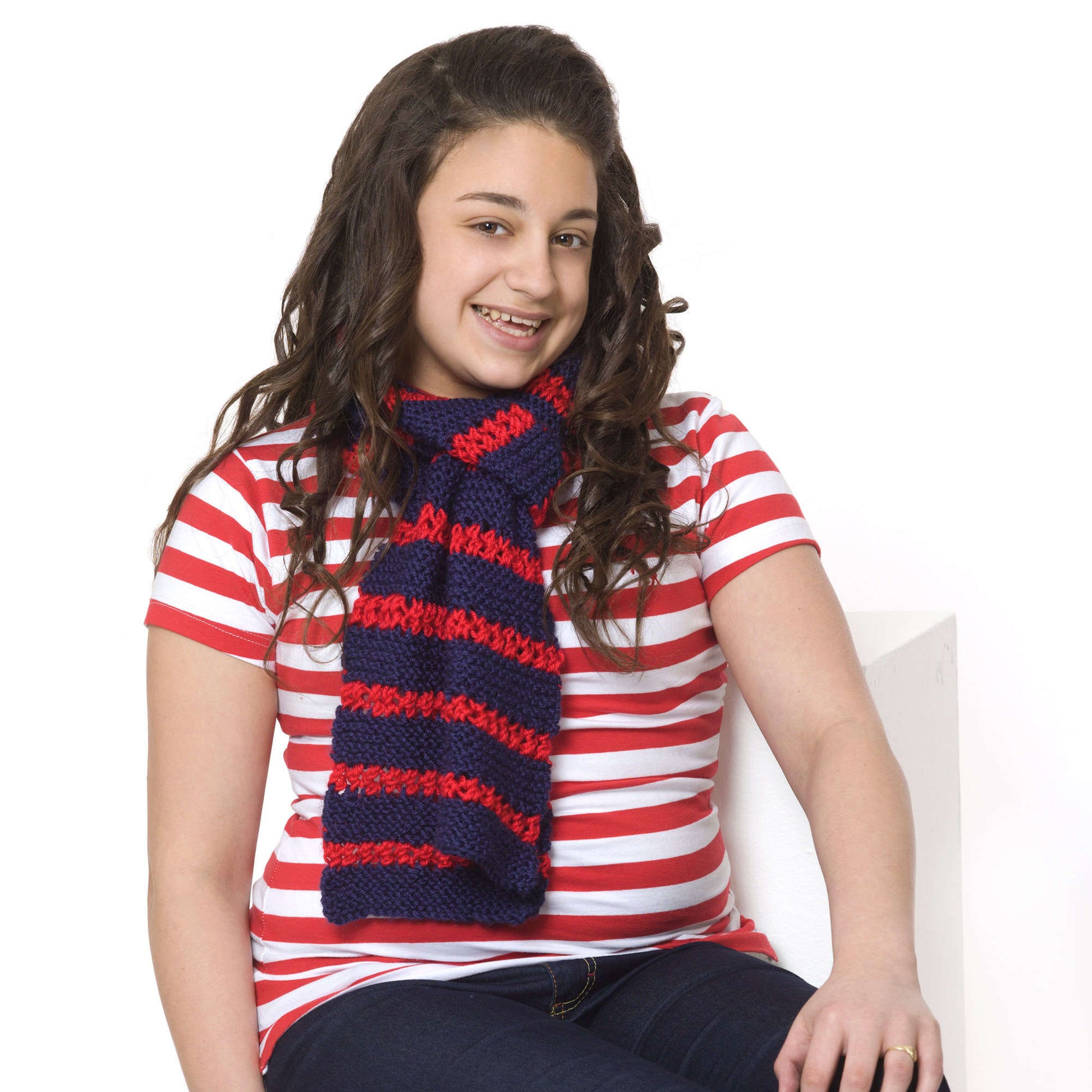 Free Red Heart Heroic Stripes Scarf Knit Pattern