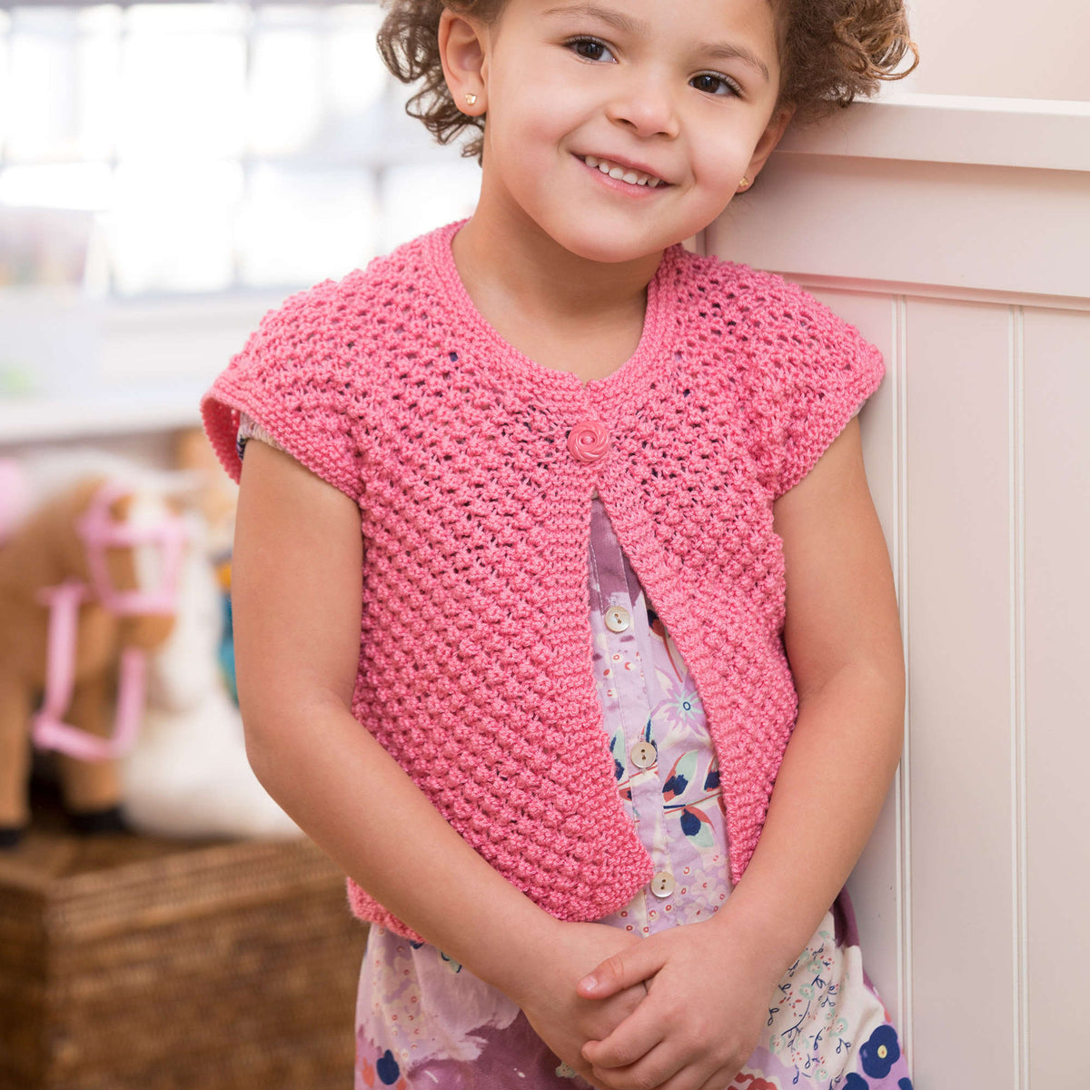 Knit Shrug made in Red Heart Baby Sheen Yarn