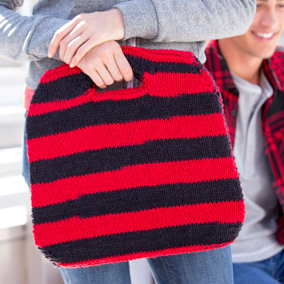 Knit Seat Cover made in Red Heart Team Spirit Yarn