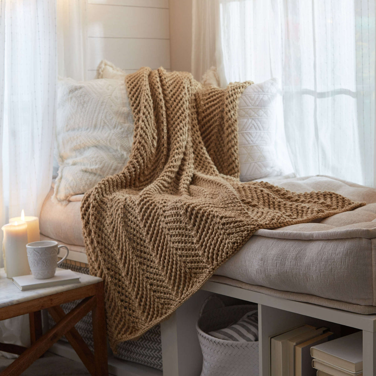 Knit Blanket made in Red Heart Soft yarn
