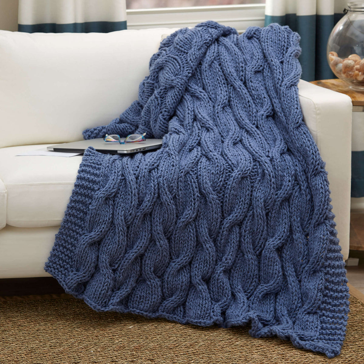 Knit Throw made in Red Heart Comfort Chunky Yarn