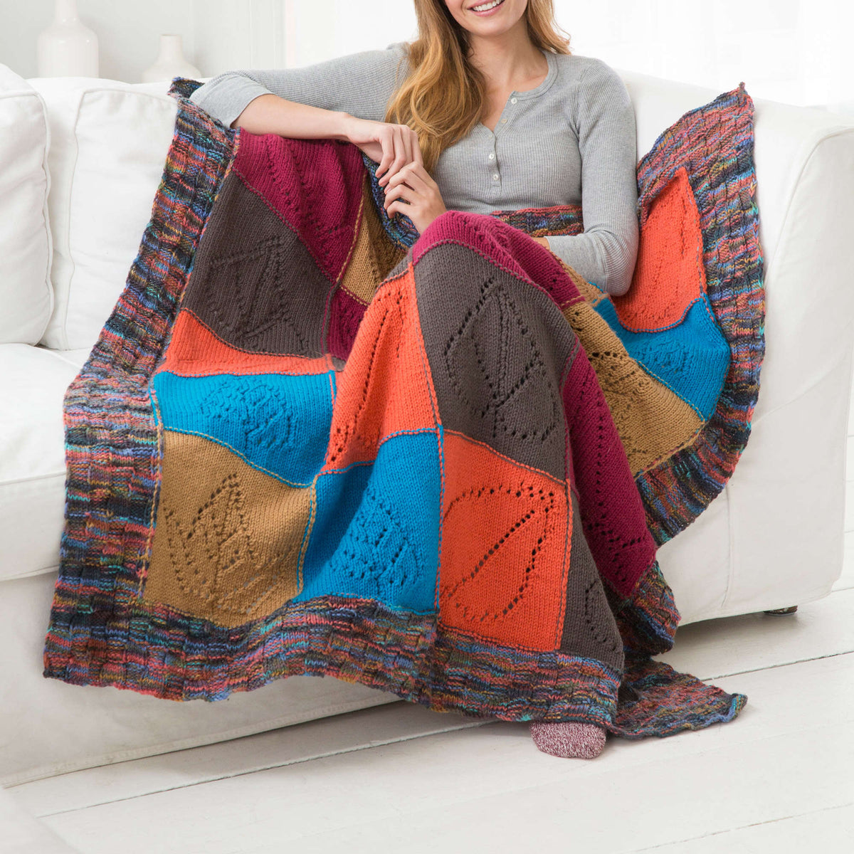 Knit Throw made in Red Heart Super Saver Yarn