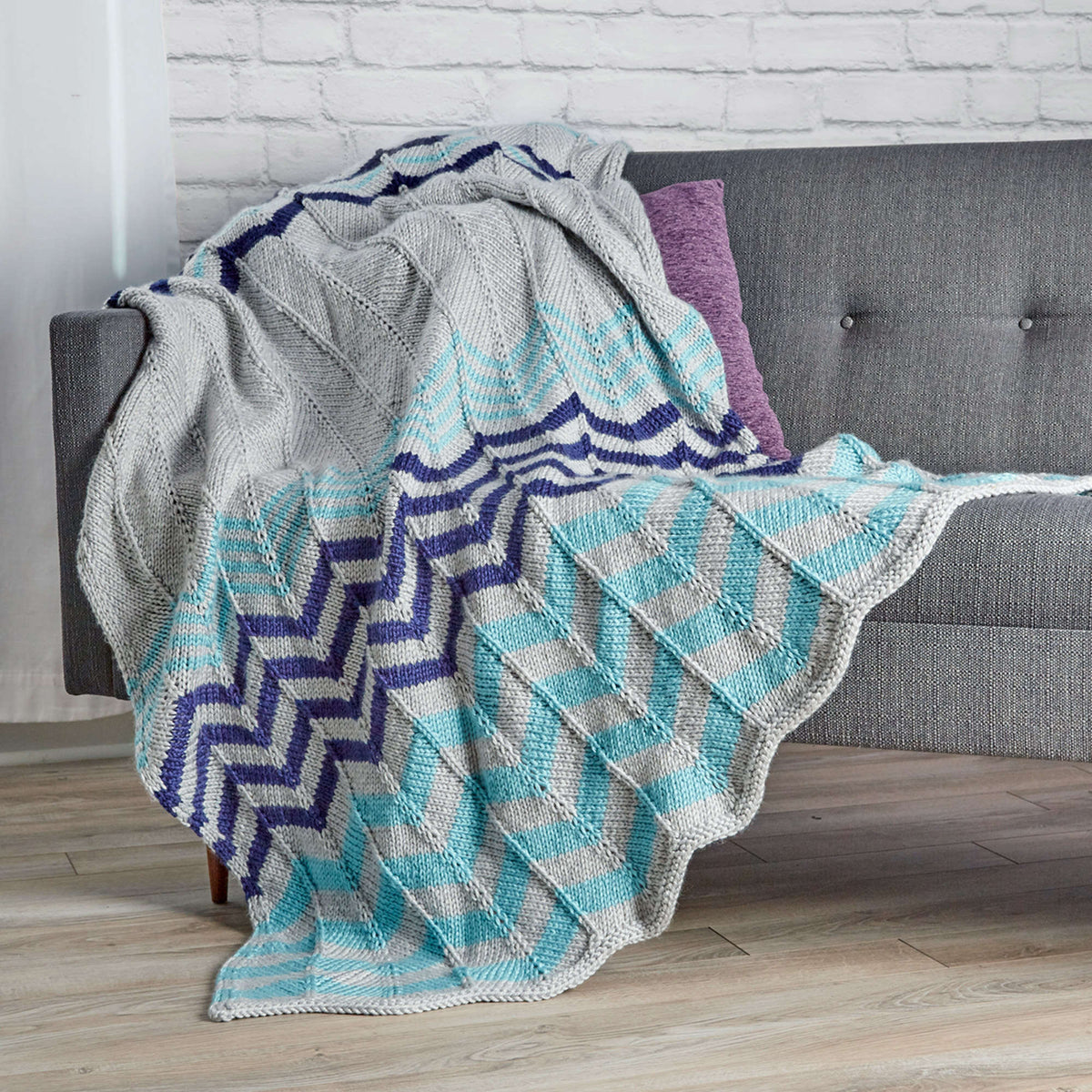 Knit Throw made in Red Heart Soft Essentials Yarn