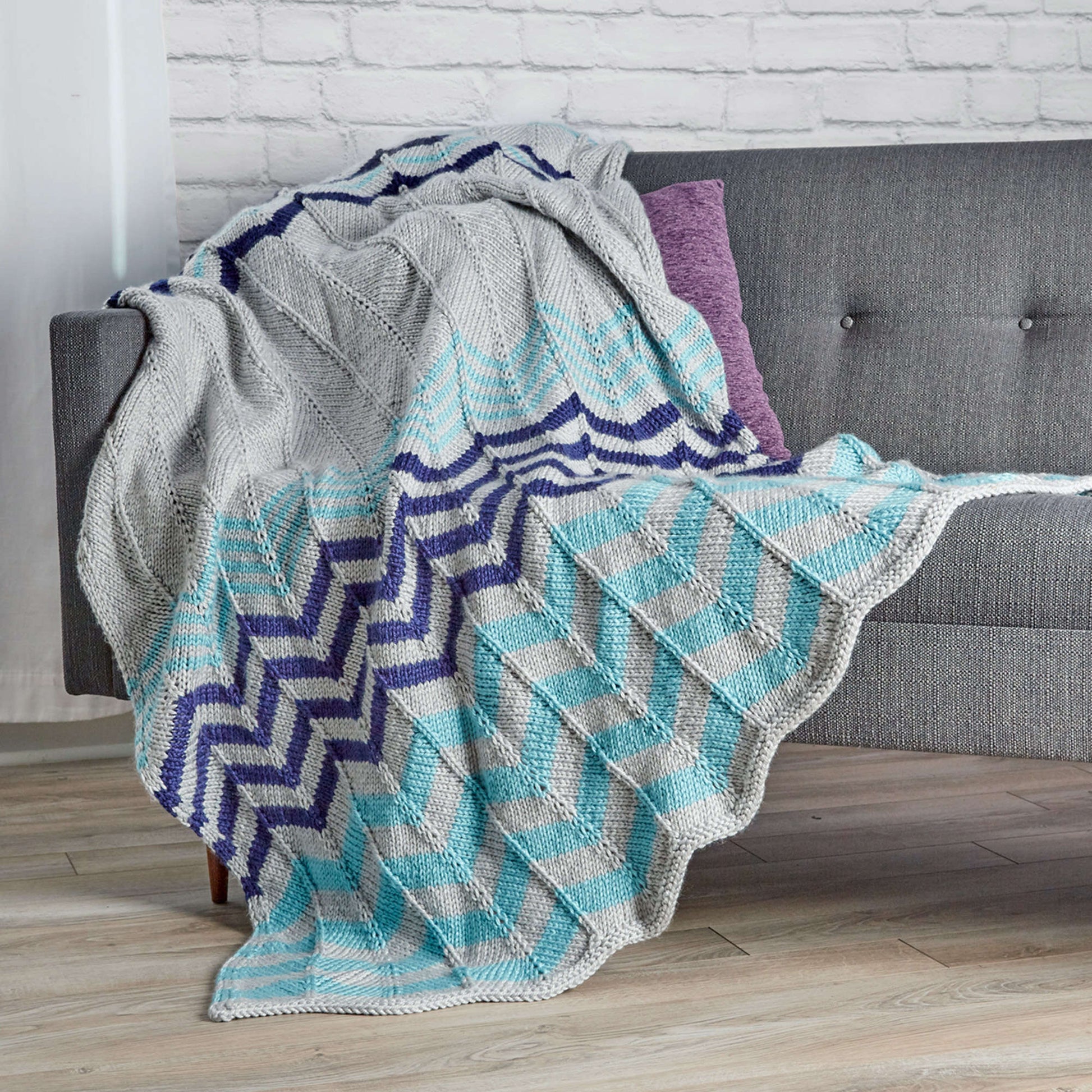 Free Red Heart Relaxing Ripple Throw Knit Pattern