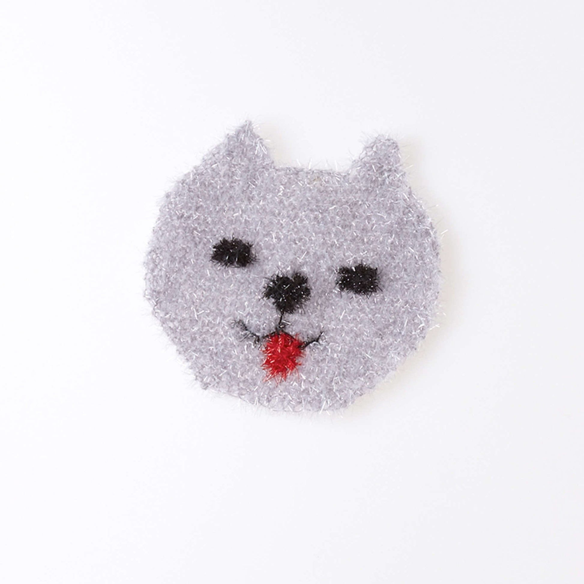 Free Red Heart Knit Sweet Kitty Face Scrubby Pattern