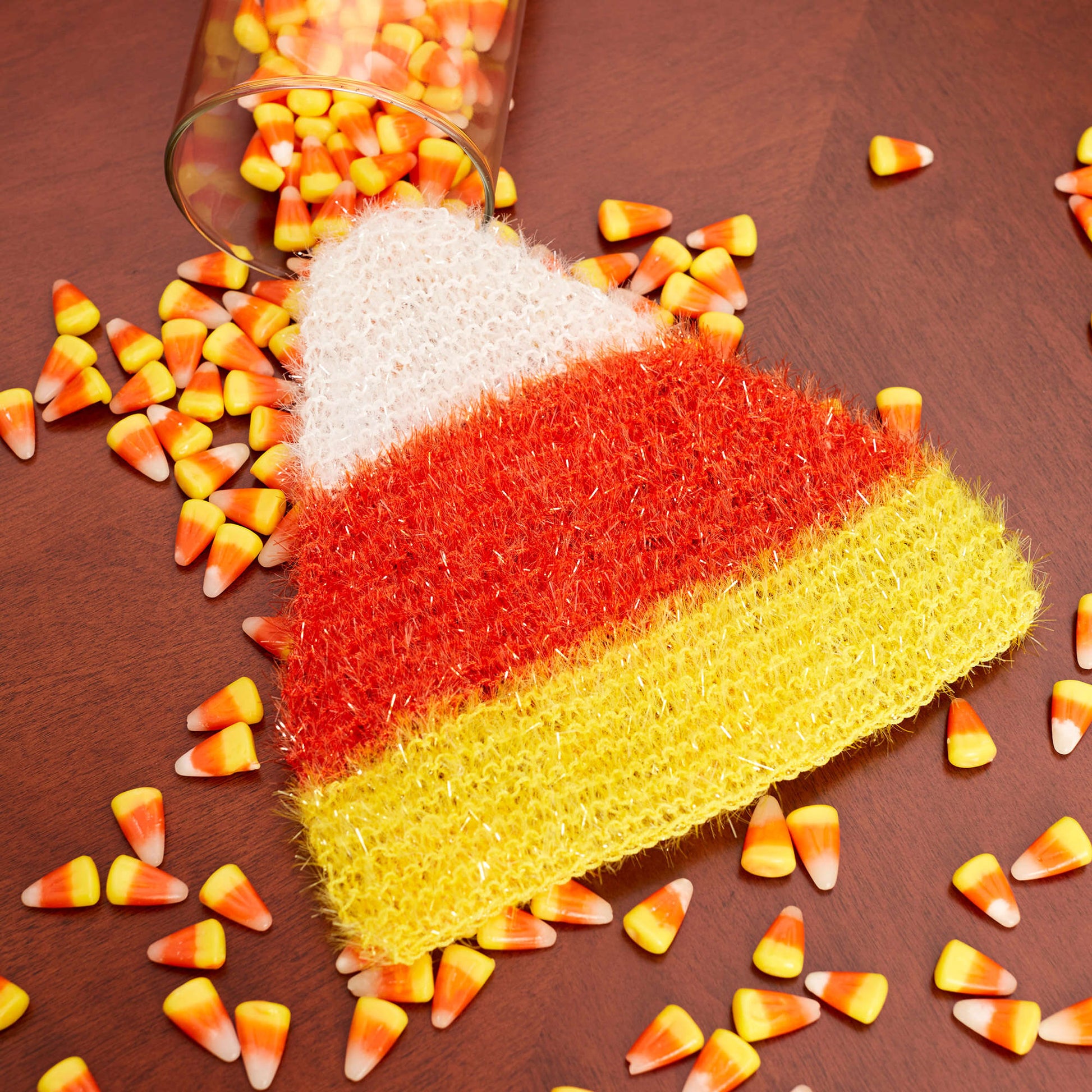 Free Red Heart Candy Corn Scrubby Knit Pattern