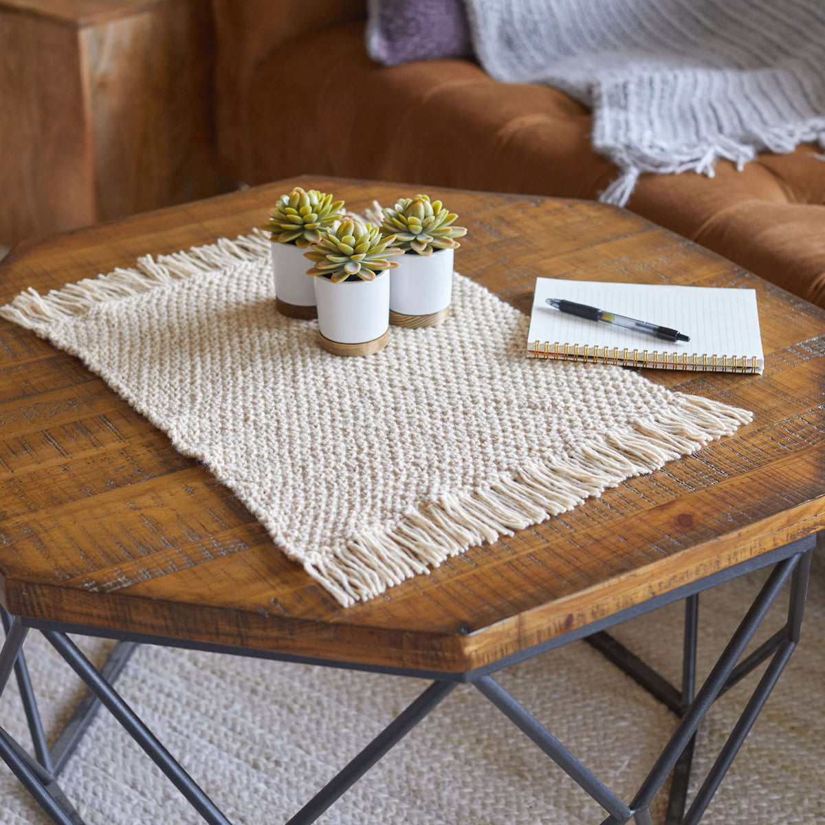 Knit Mat made in Red Heart Hygge Charm Yarn