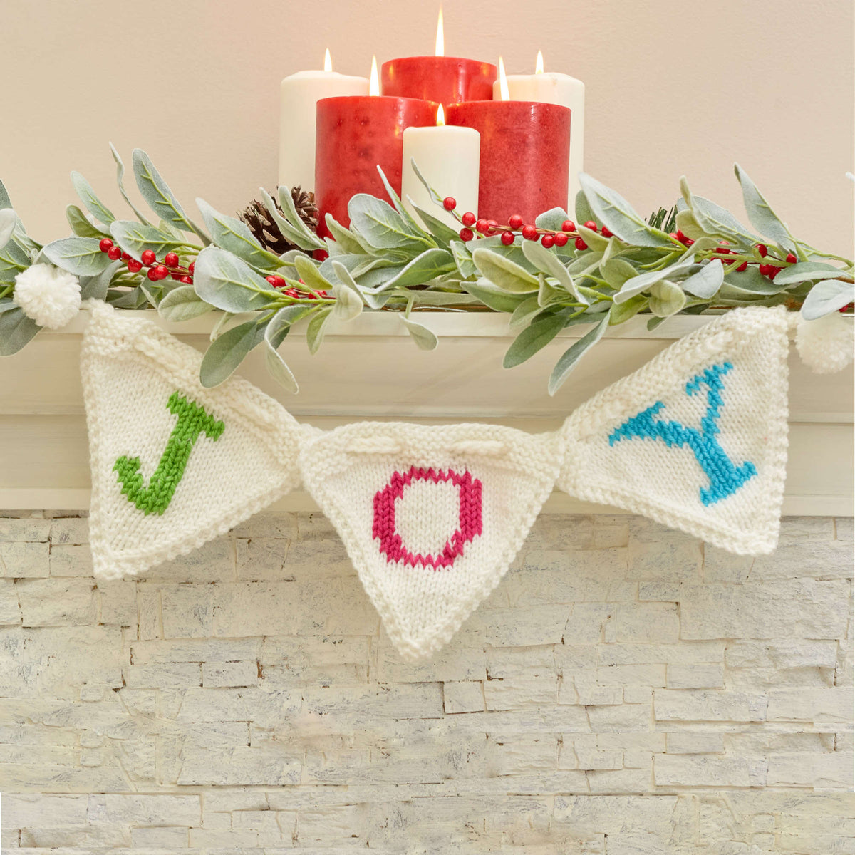 Knit Banner made in Red Heart Super Saver Yarn