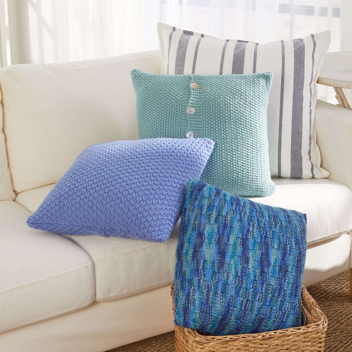 Knit Pillow made in Red Heart Soft Yarn